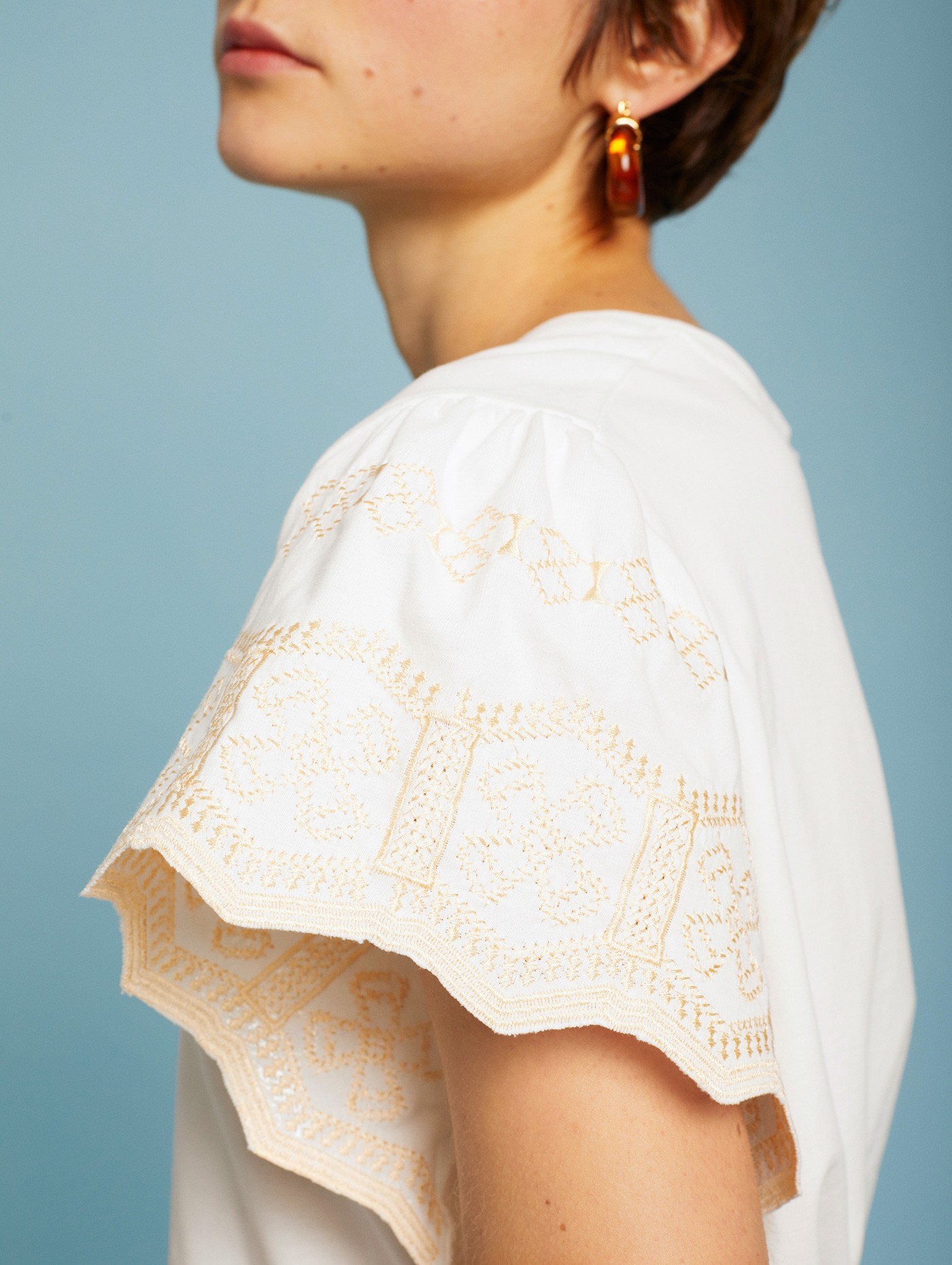 Embroidered sleeve t-shirt 2