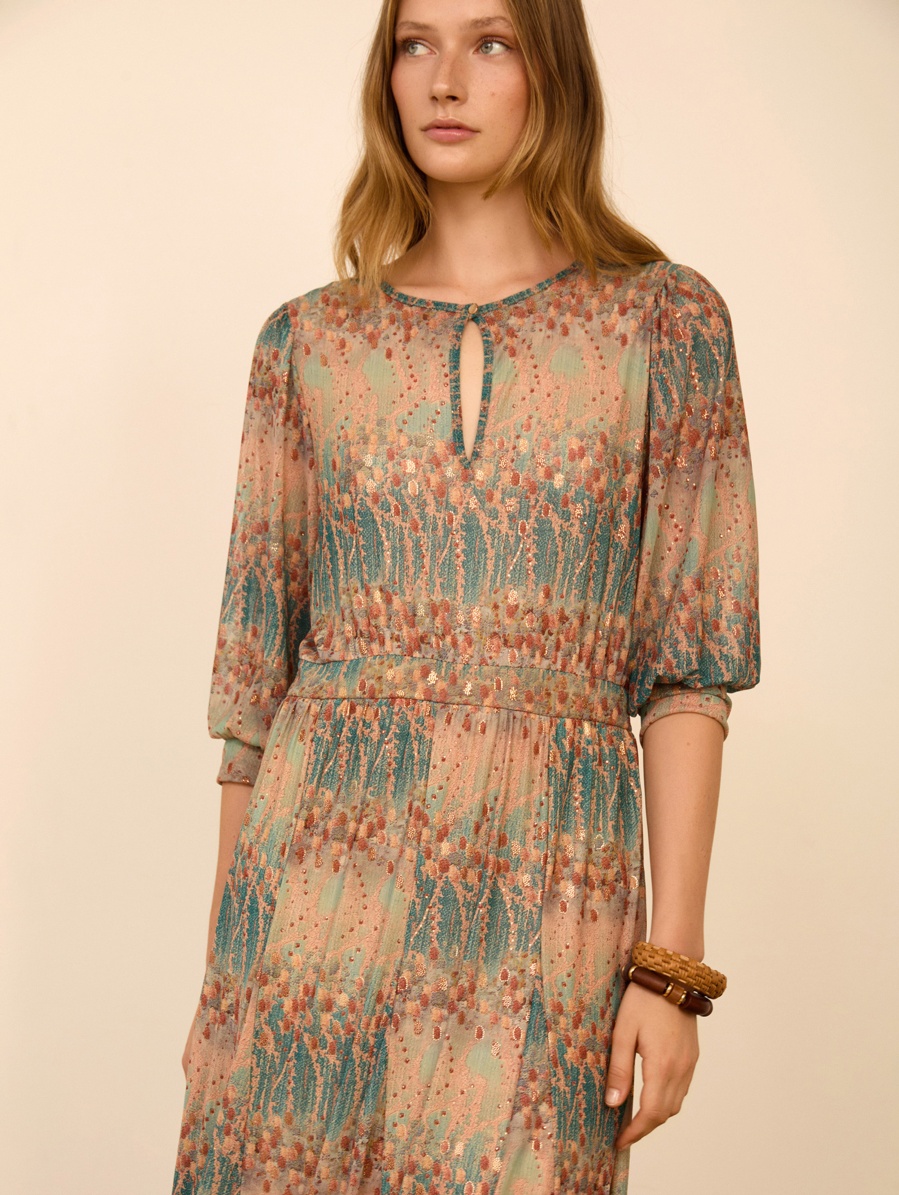 Vestido midi tul estampado