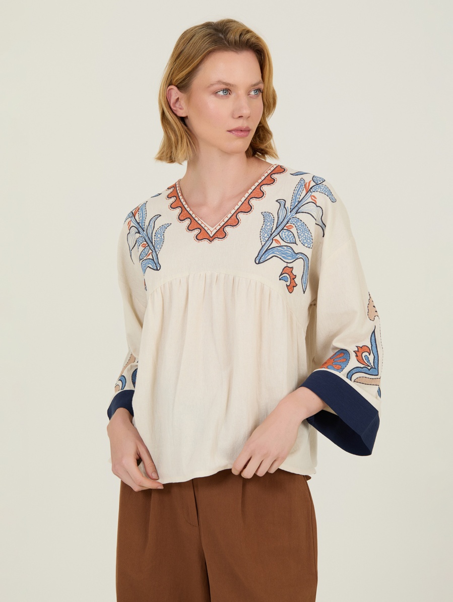 Blusa de algodón bordada