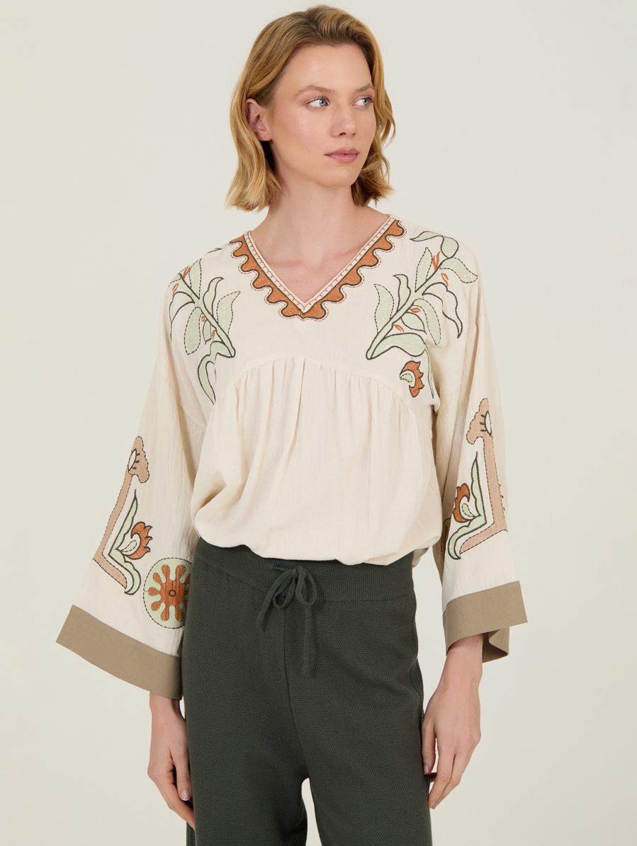 Blusa de algodón bordada