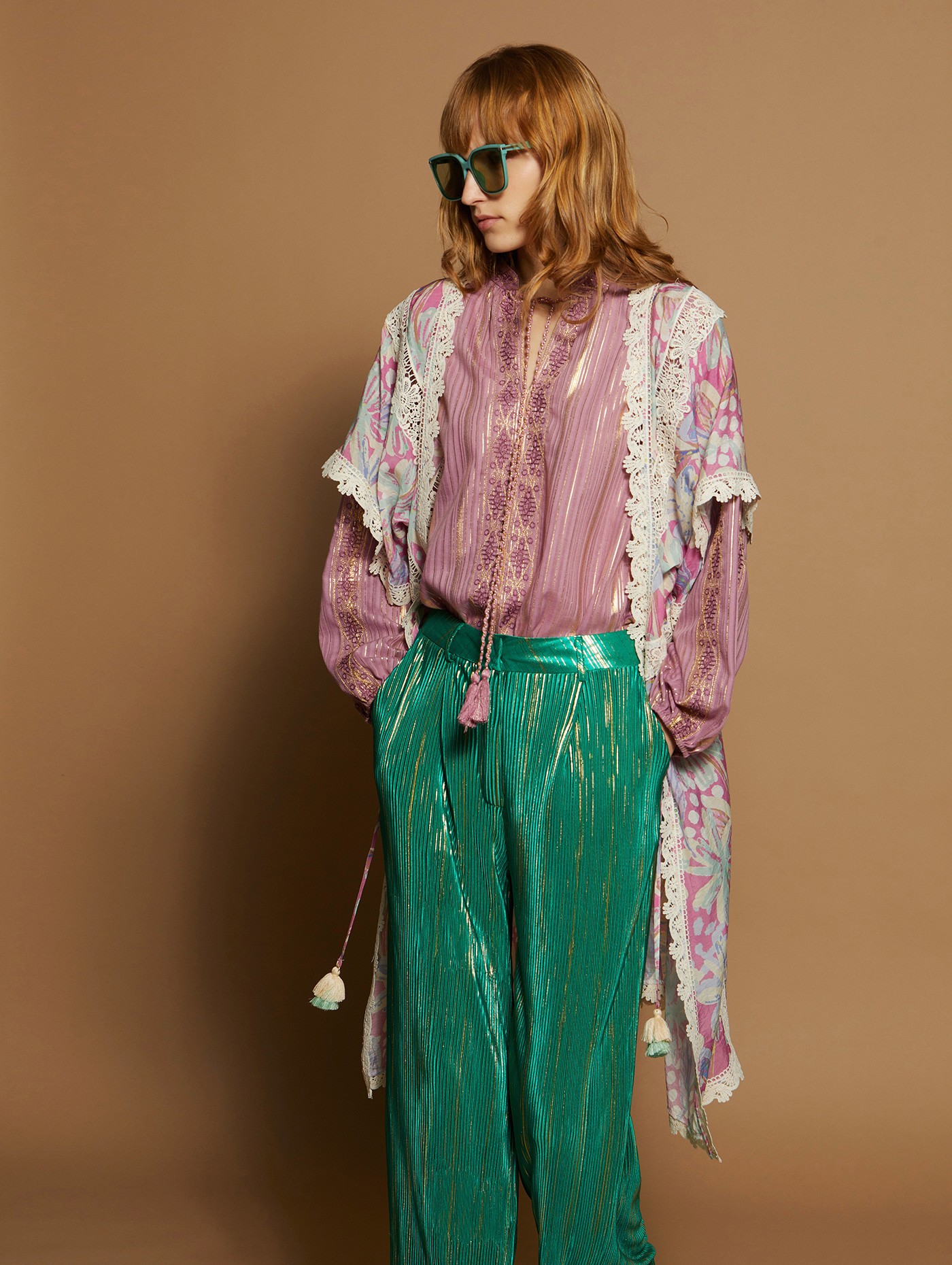 Printed kaftan with lace 3