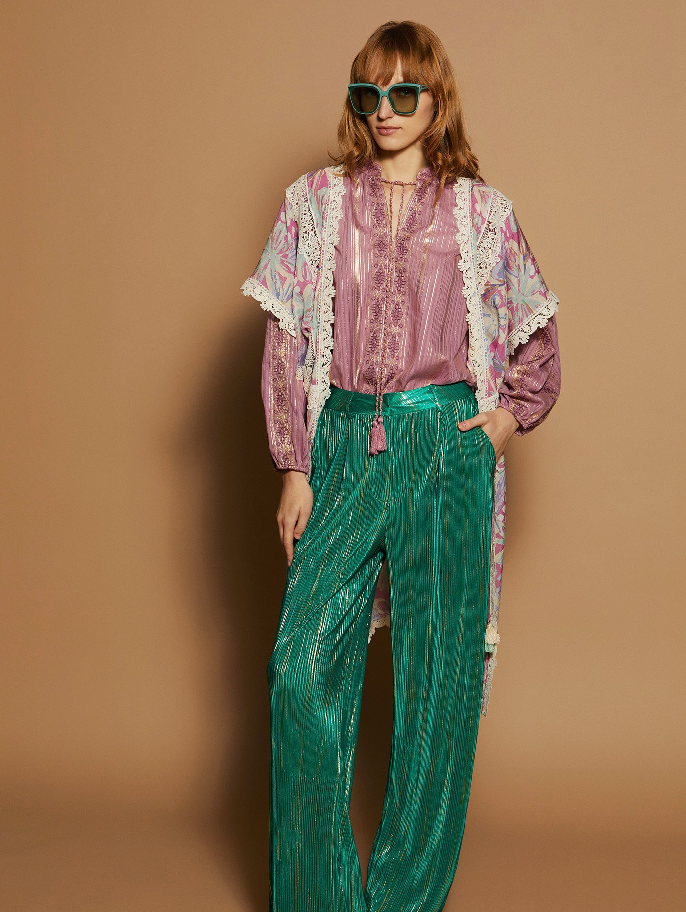 Printed kaftan with lace 5