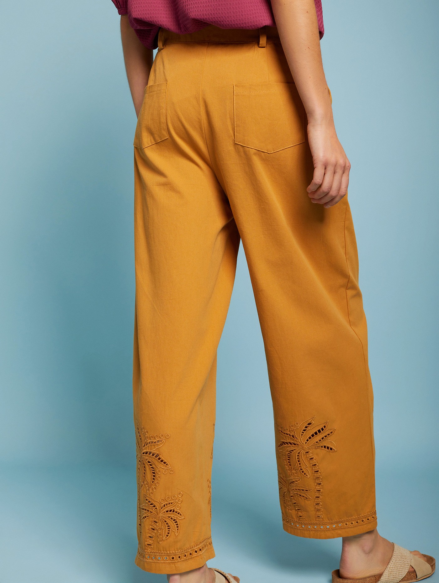 Palm tree embroidery pants 2