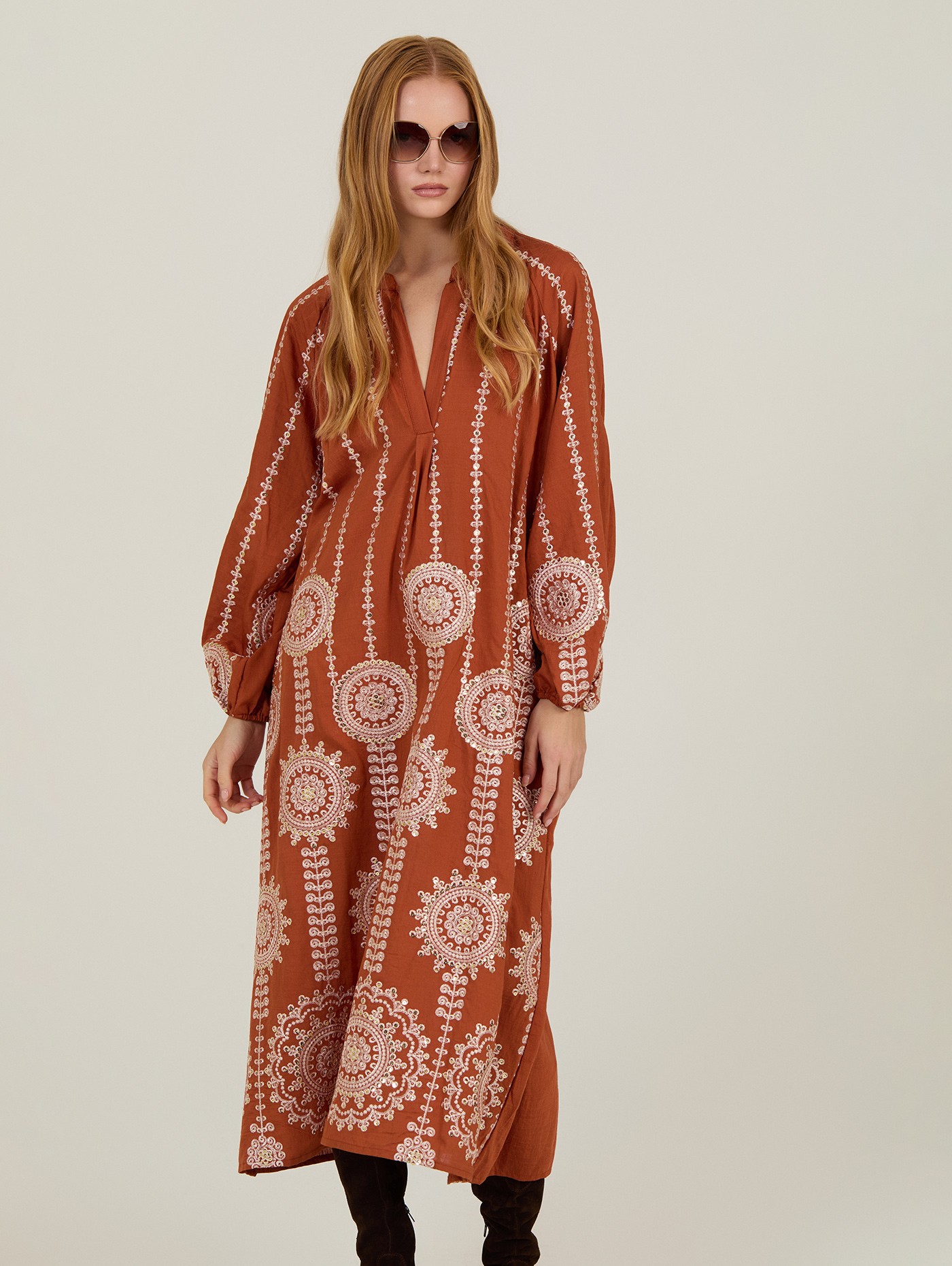 Embroidered long dress