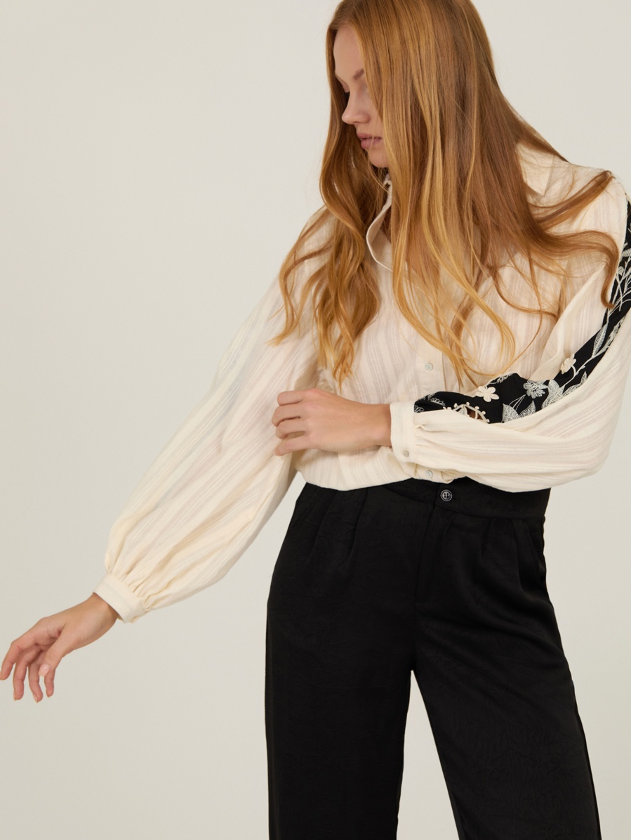 Blusa bimateria en algodón