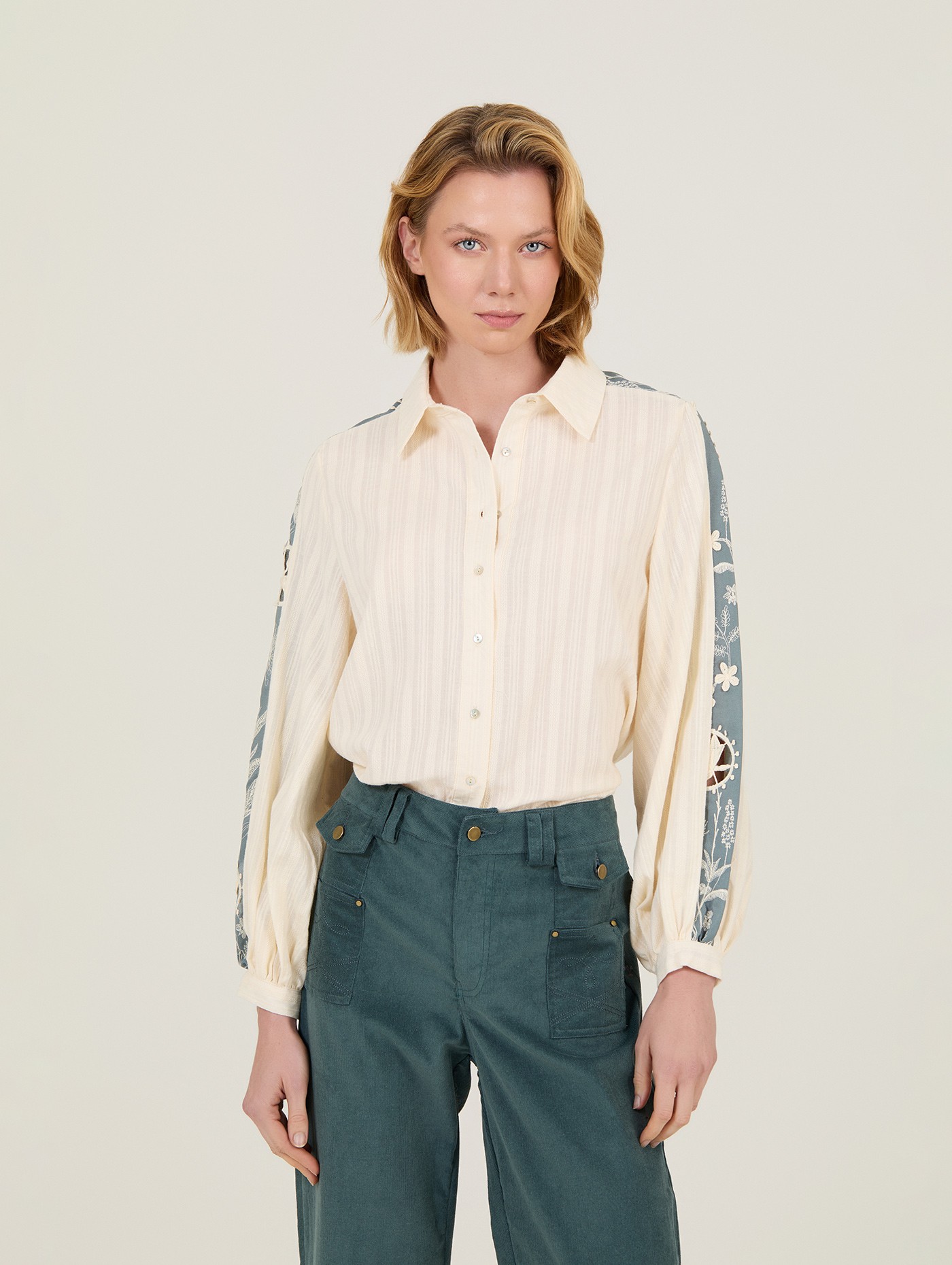 Blusa bimateria en algodón