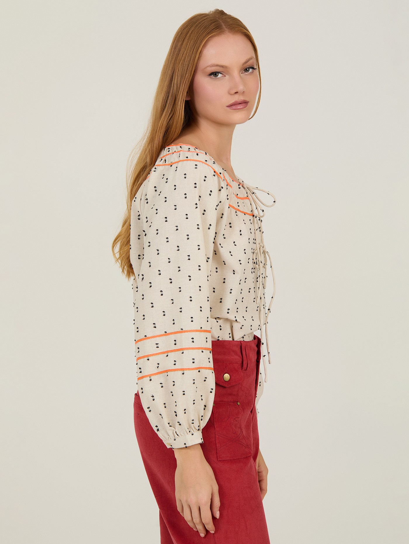 Blusa de plumeti con cintas 2