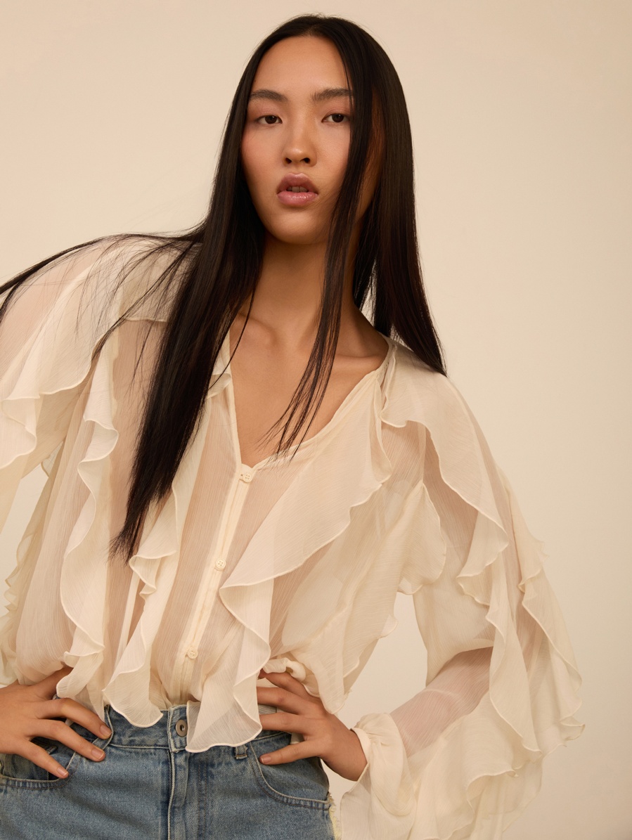 Blusa de gasa volantes