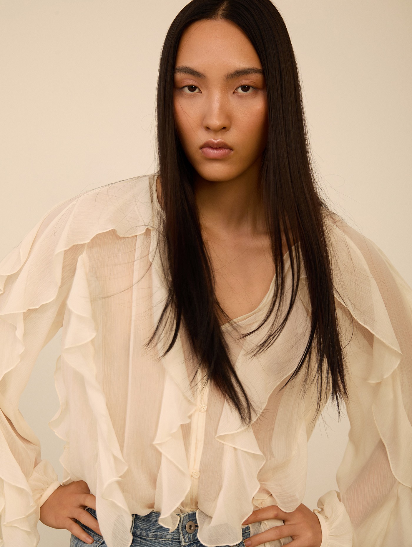 Blusa de gasa volantes 6