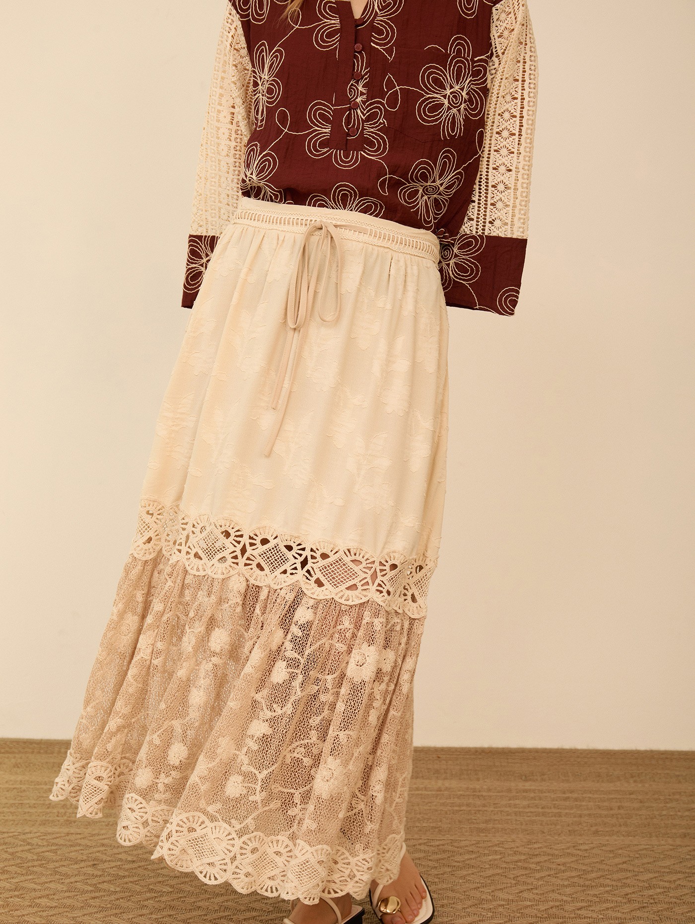 Falda midi bimateria 5