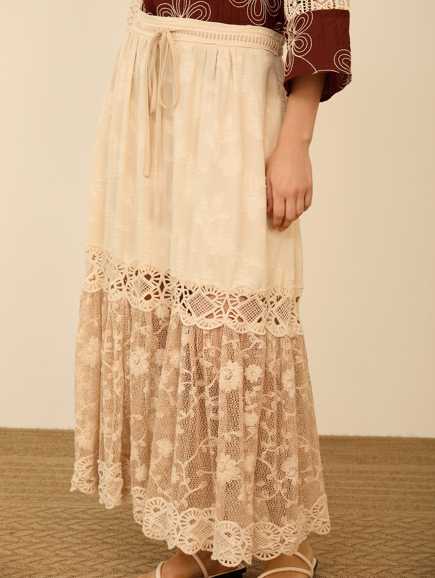 Falda midi bimateria 3