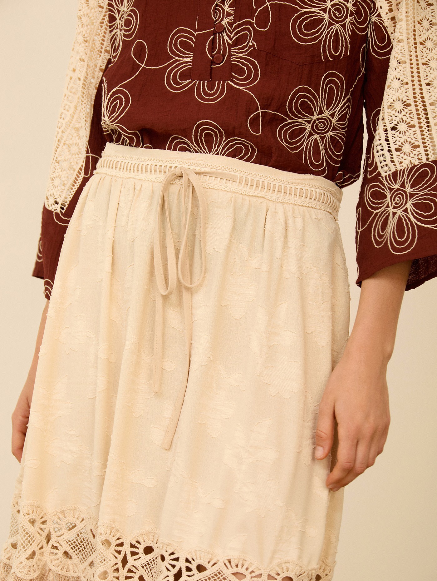 Falda midi bimateria 1