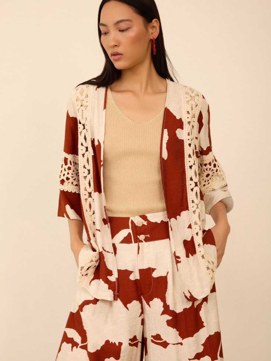 Kaftan corto estampado