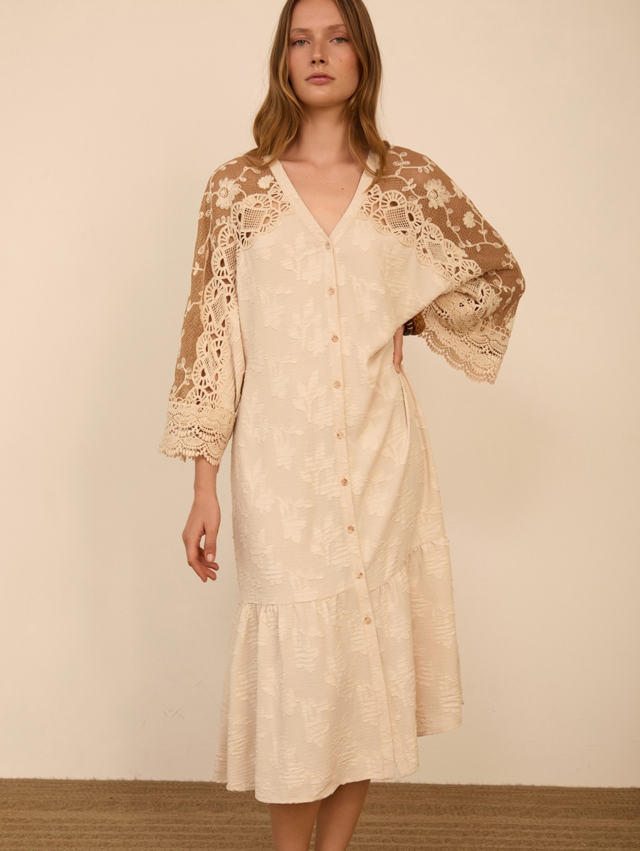Kaftan largo bimateria