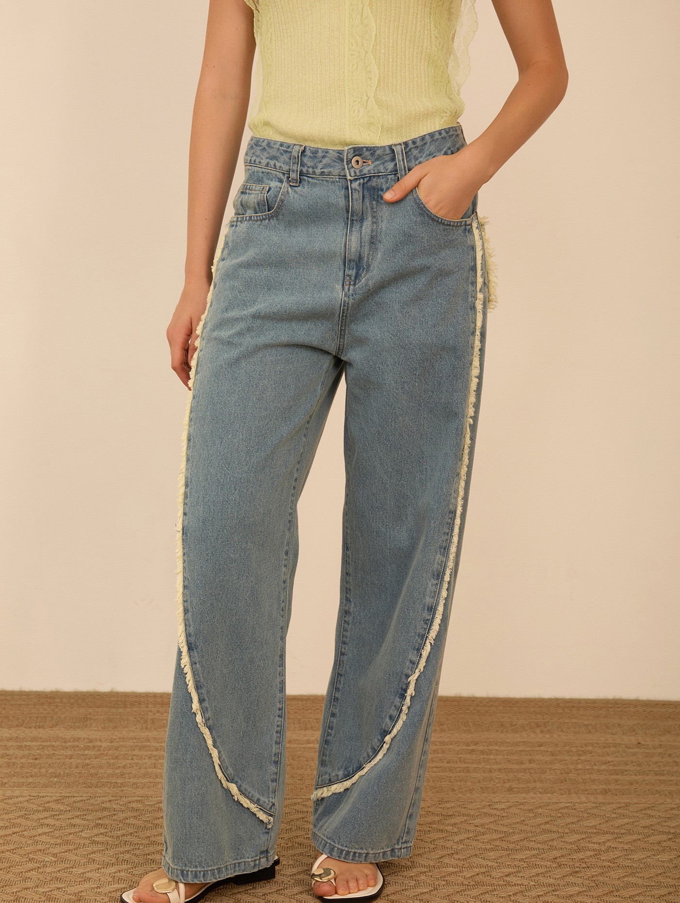 Pantalón denim desflecado 5