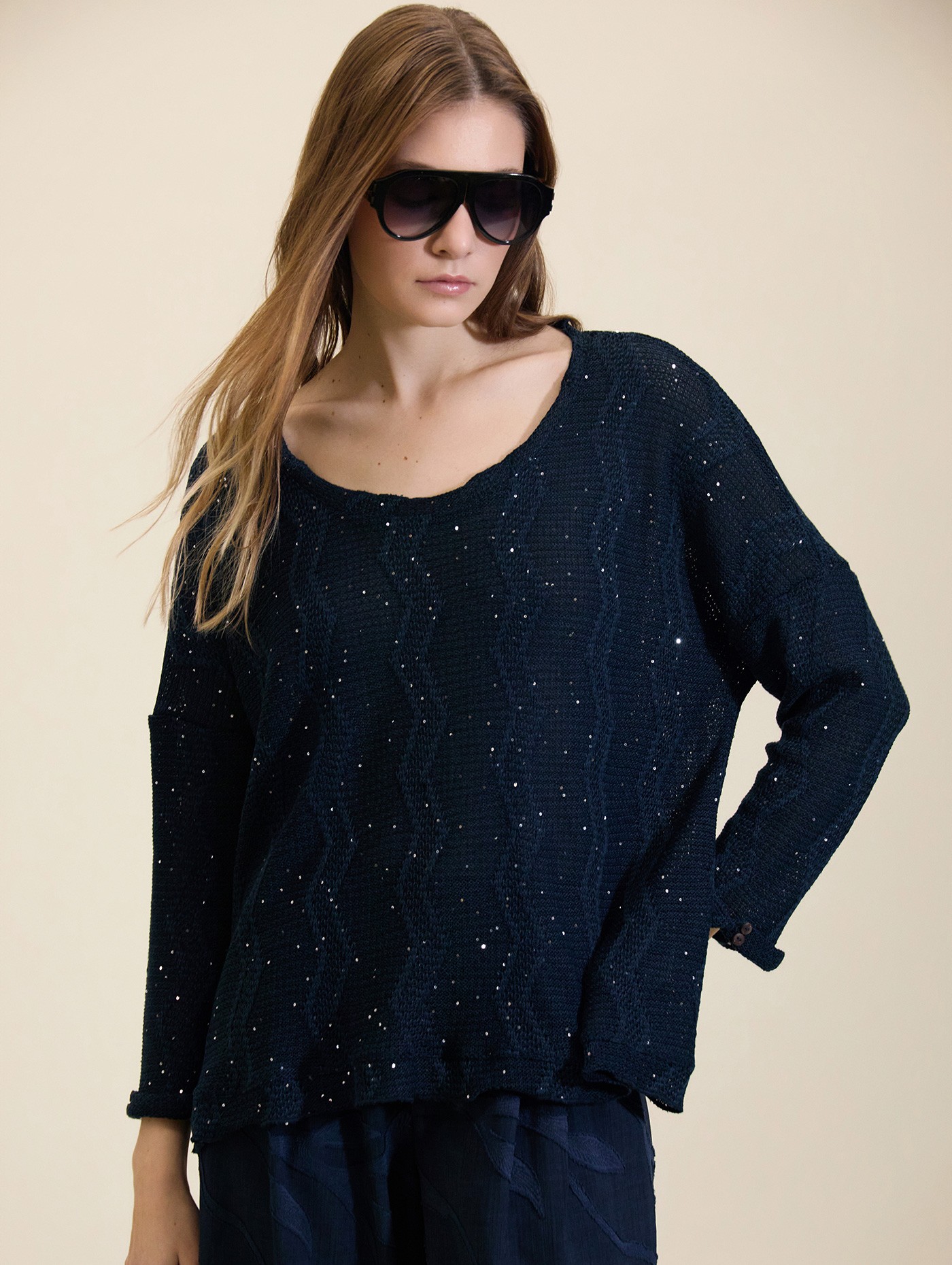 Jersey zigzag con lentejuelas