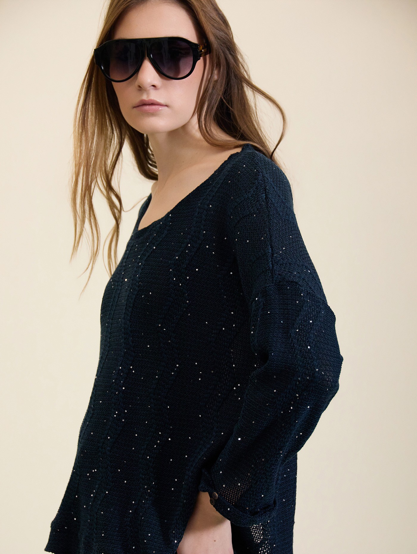 Jersey zigzag con lentejuelas