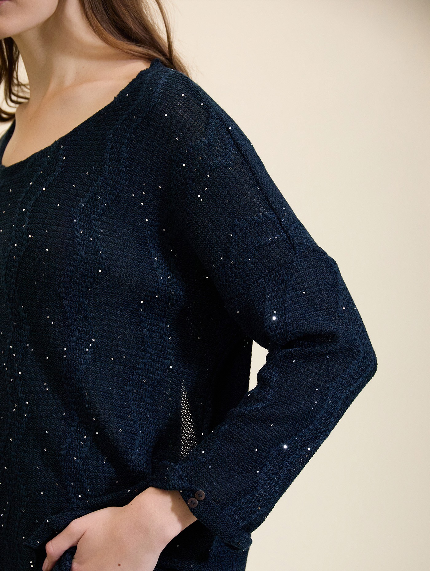 Jersey zigzag con lentejuelas