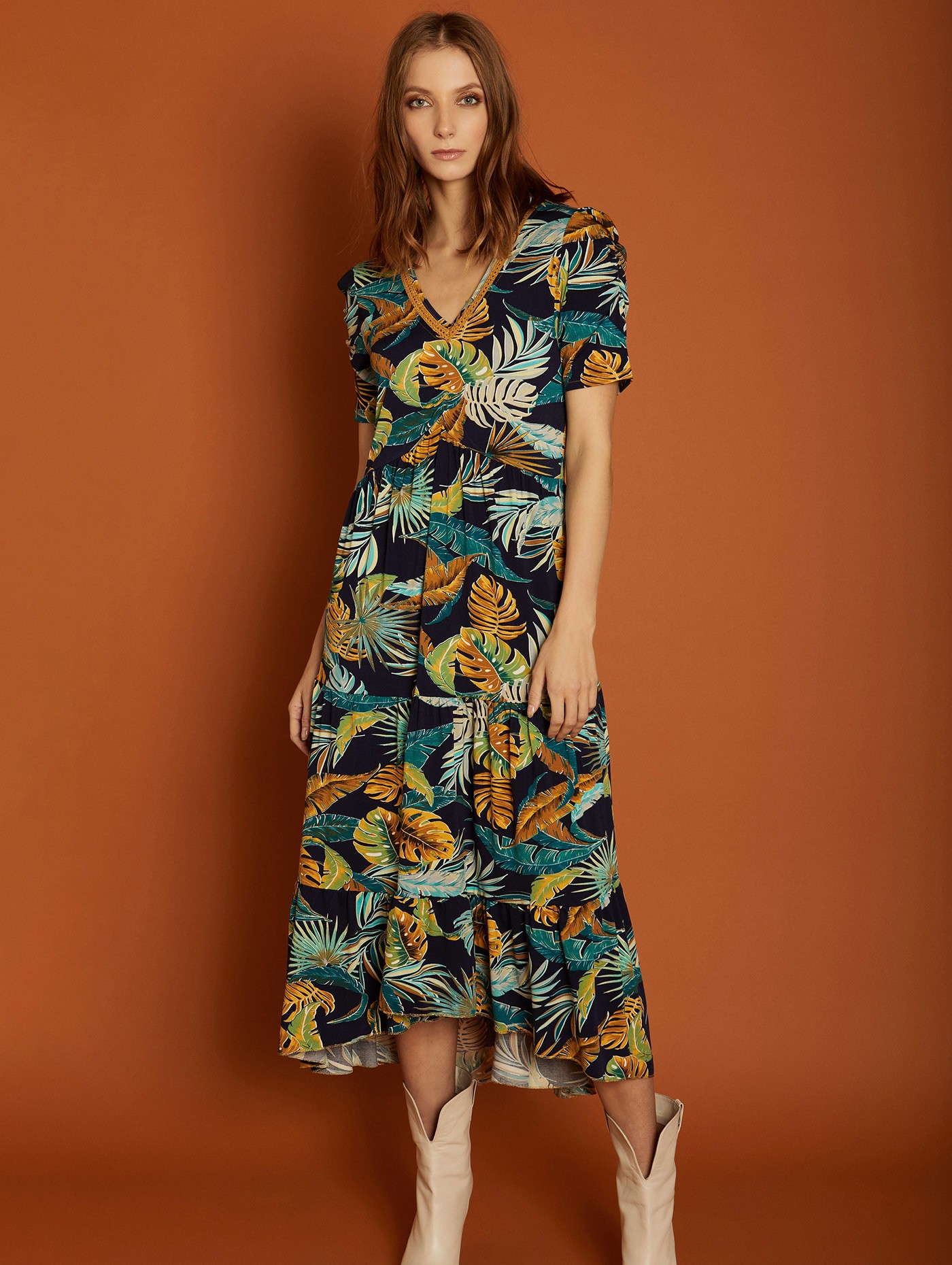 Printed knit dress