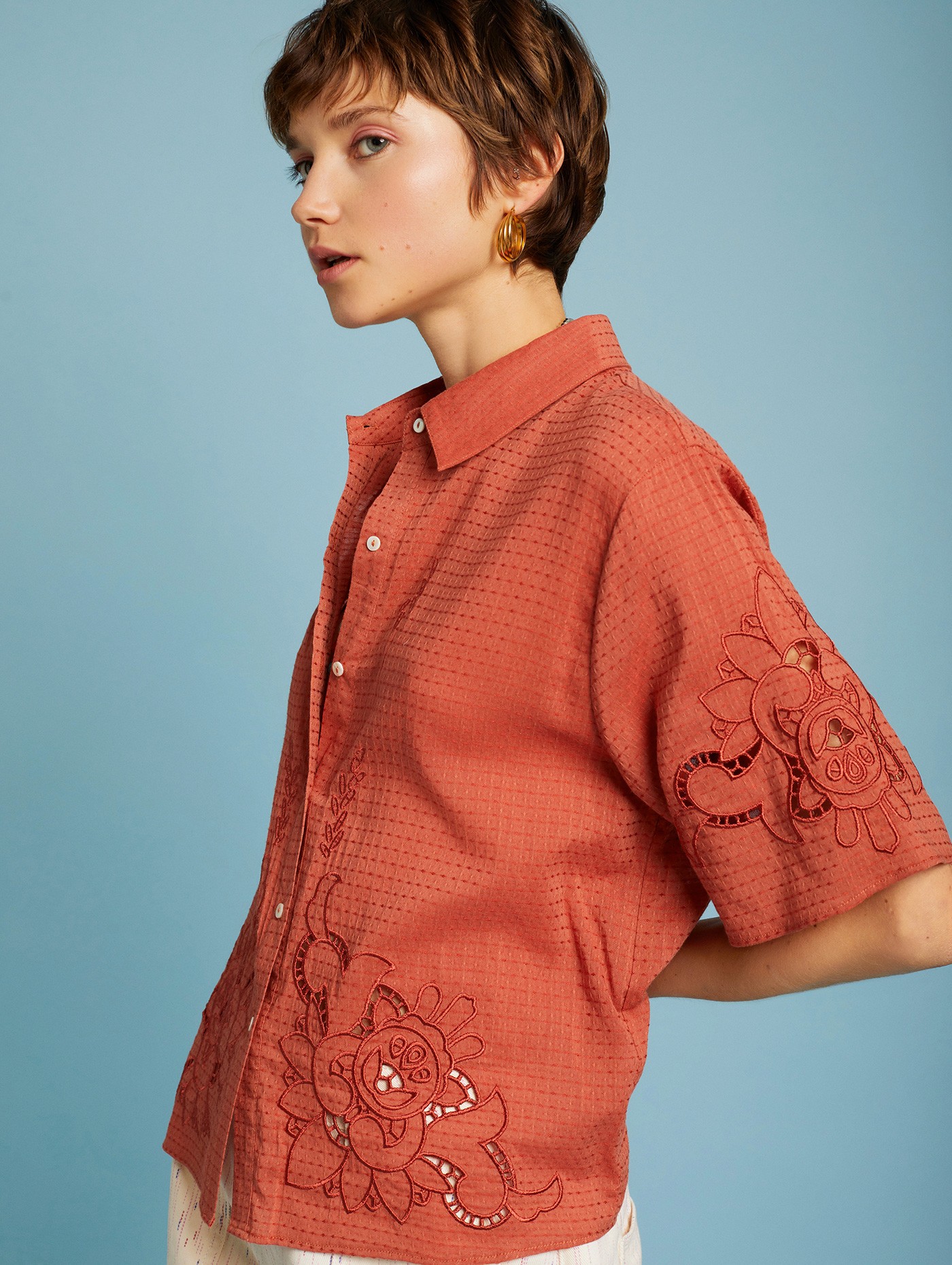 Die-cut embroidery blouse 1