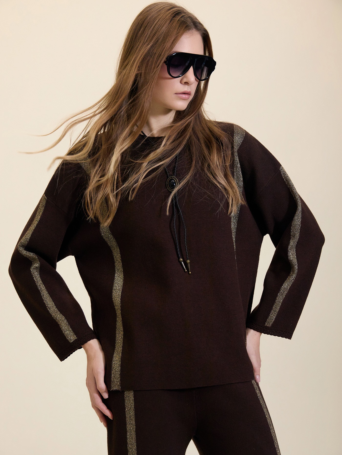 Jersey con rayas de lúrex