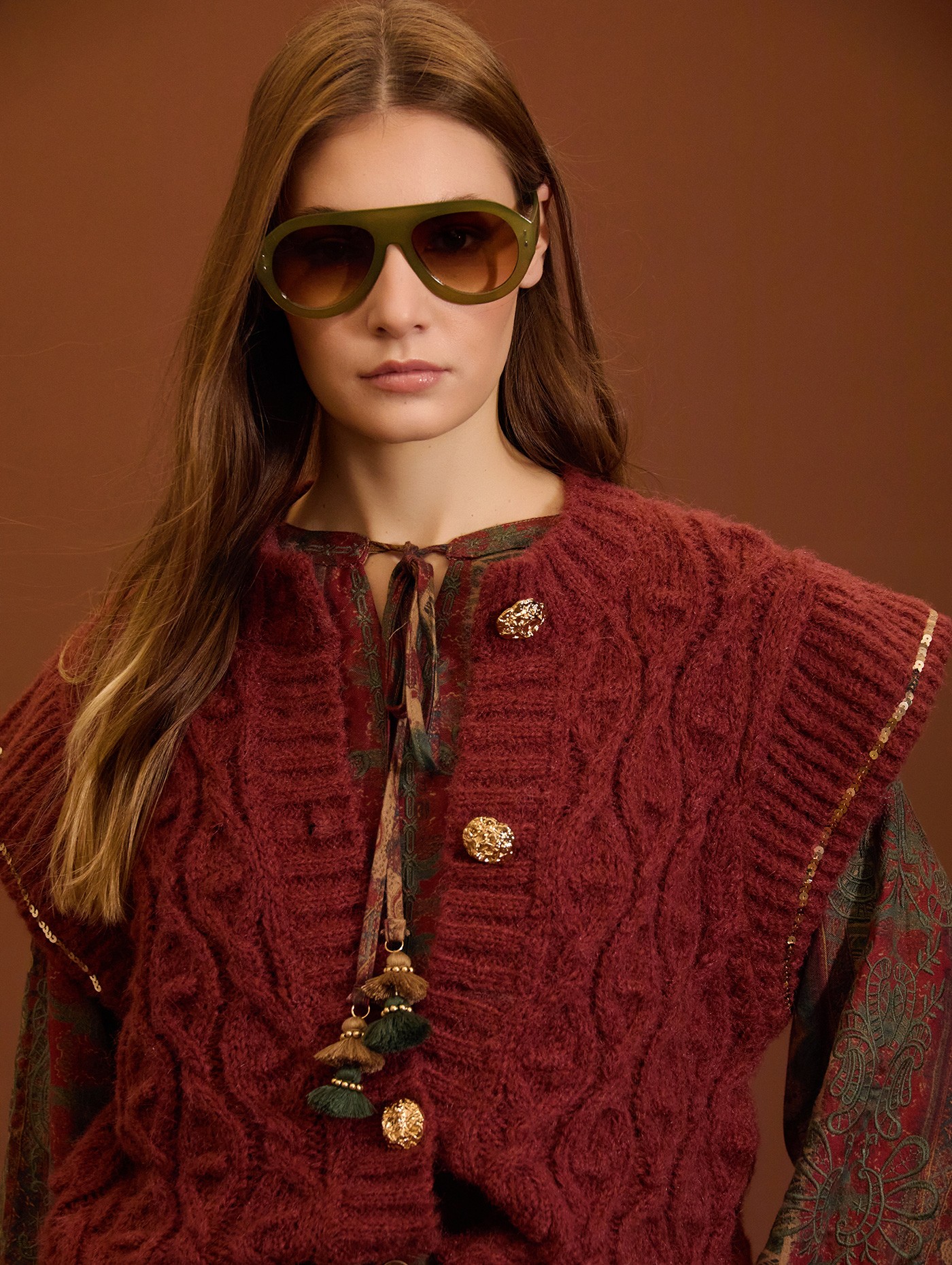 Sequin detail knit vest