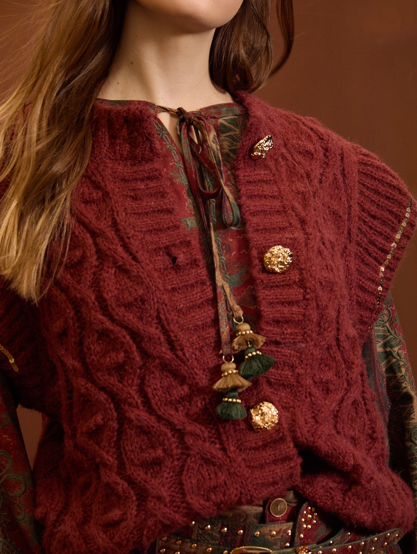 Sequin detail knit vest