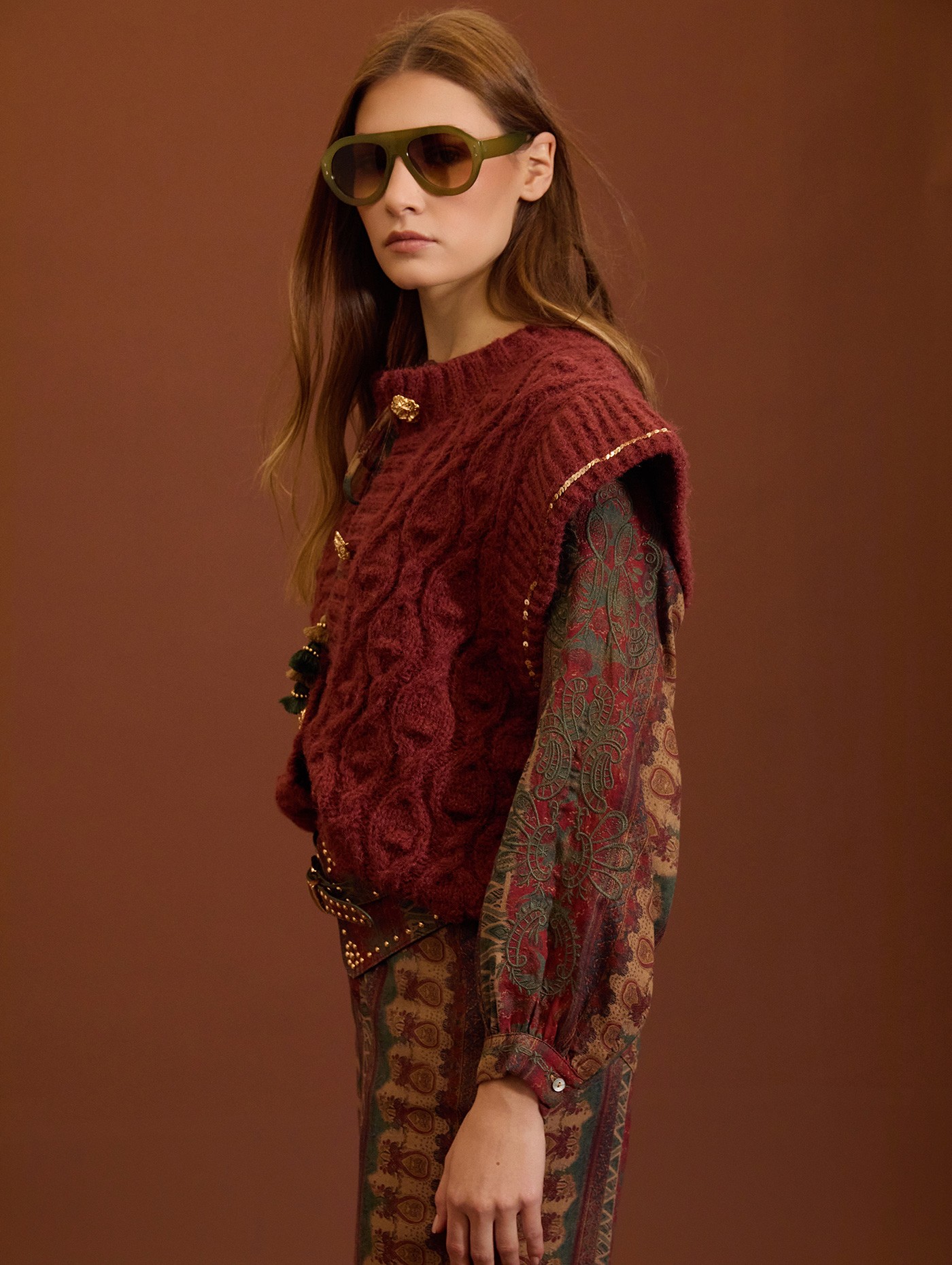 Sequin detail knit vest