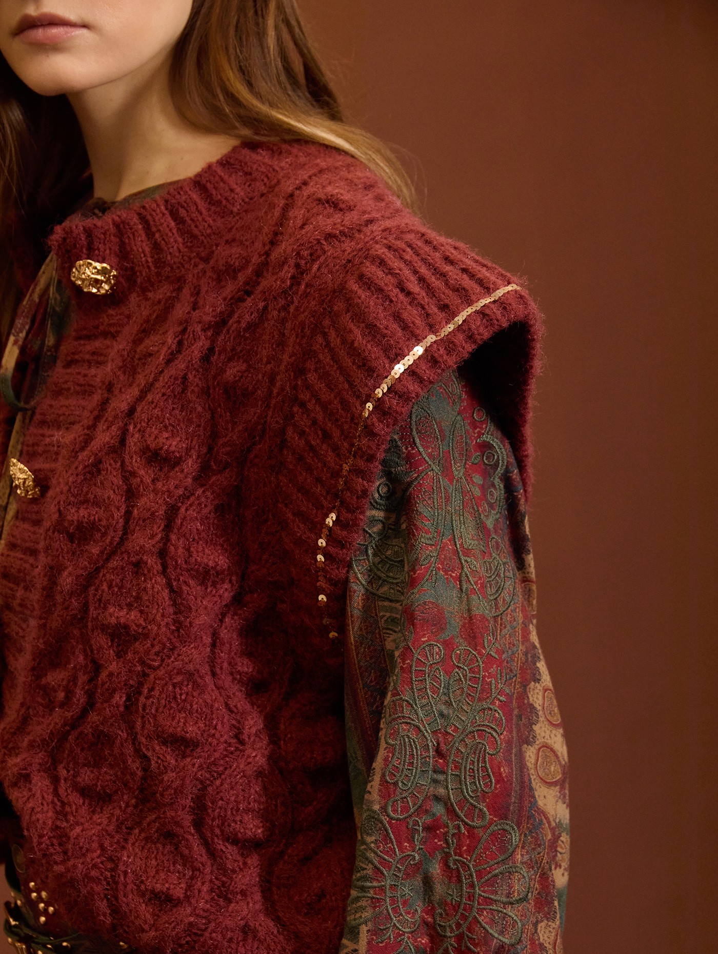Sequin detail knit vest
