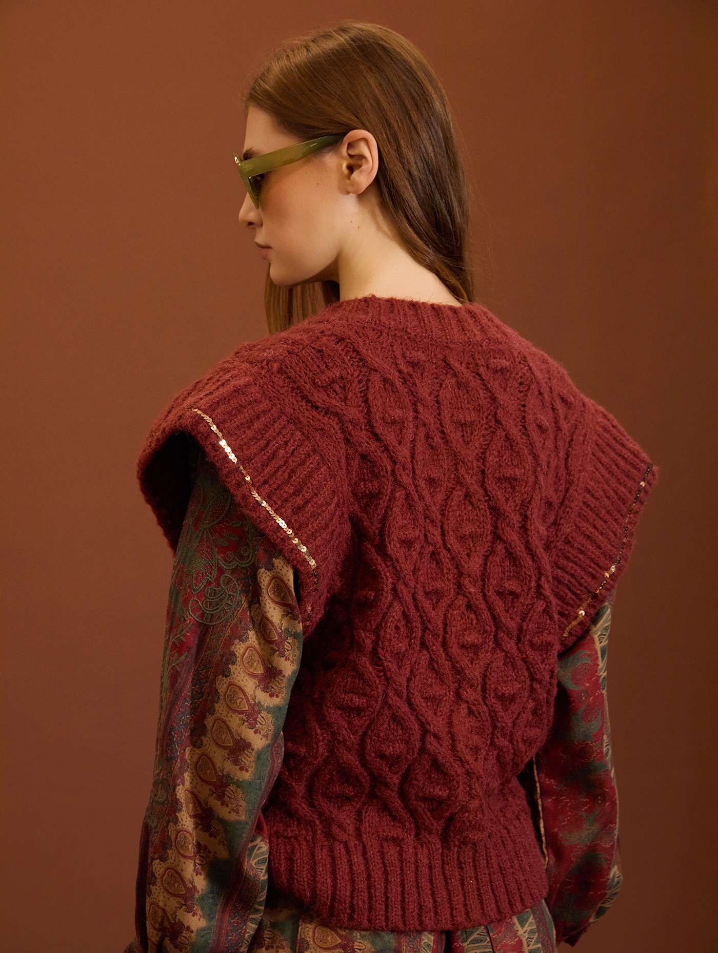 Sequin detail knit vest