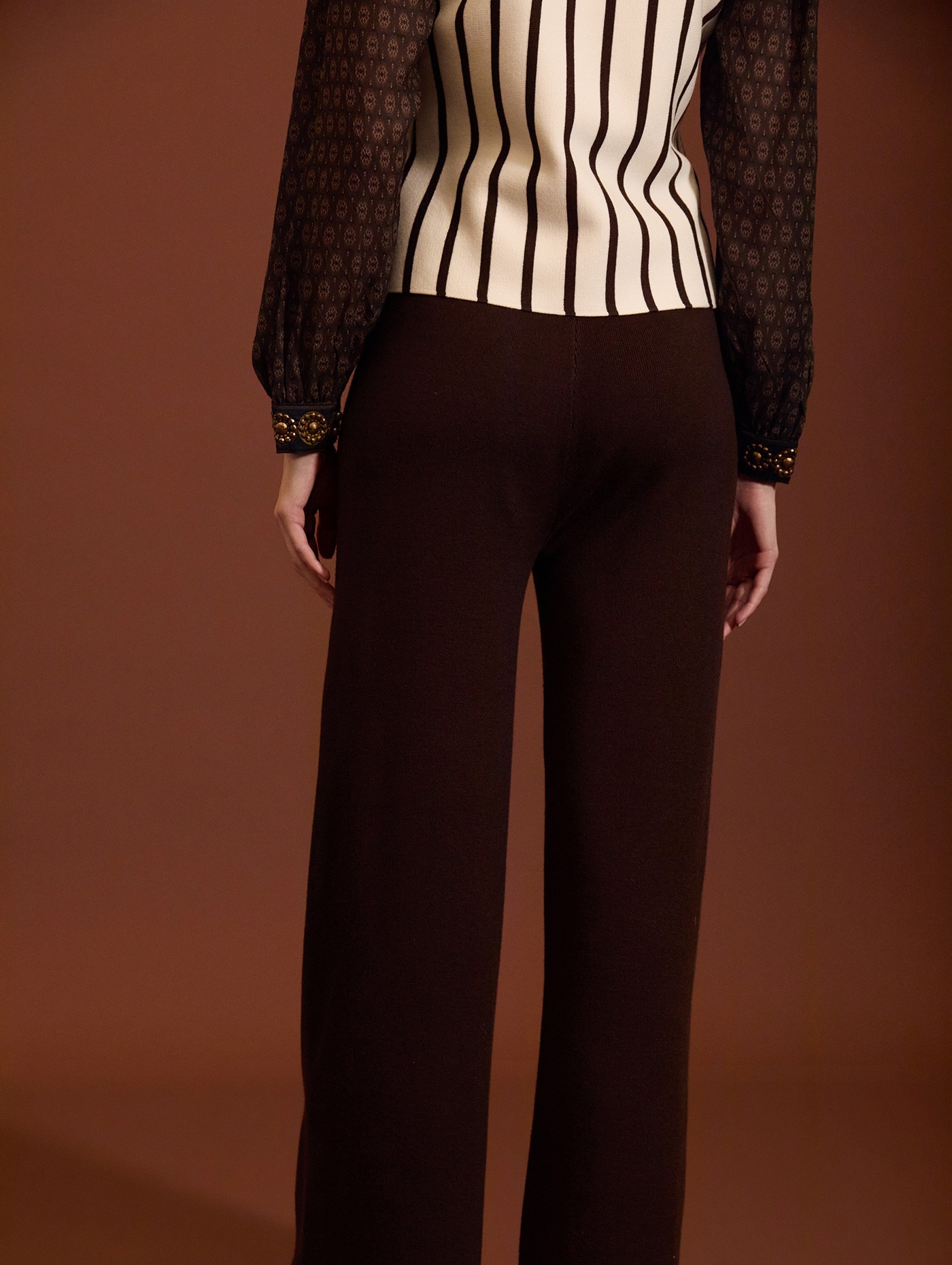 Pantalón de punto a rayas de lúrex