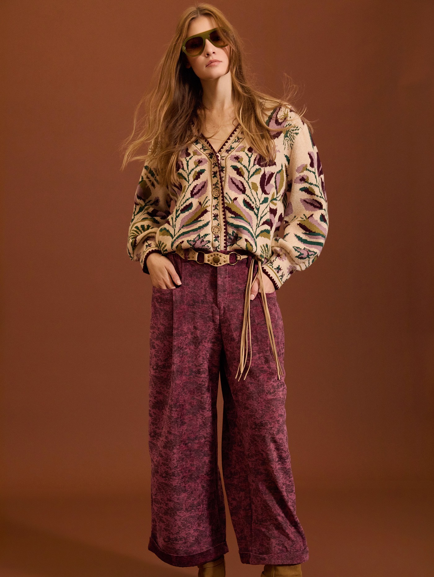 Pantalón holgado de terciopelo
