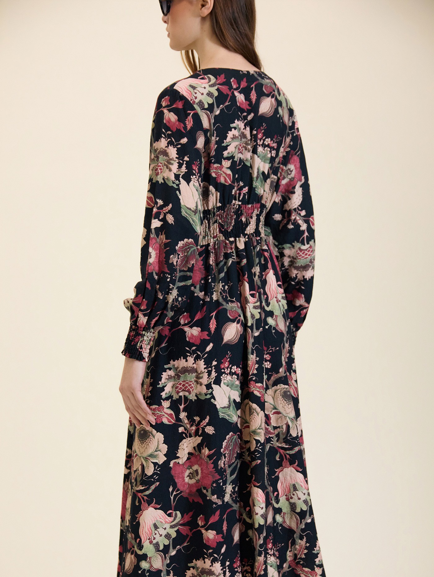 Vestido largo con estampado mixto