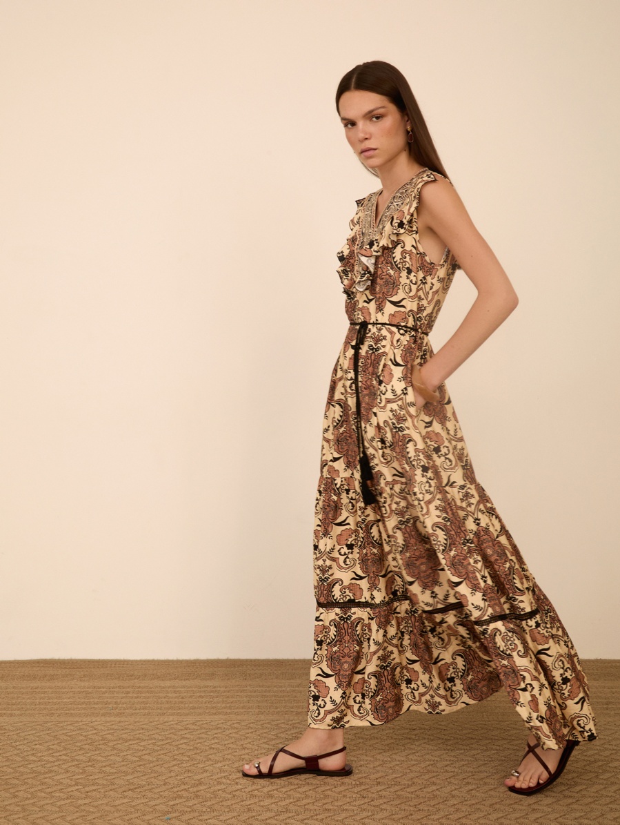 Vestido largo estampado pasley