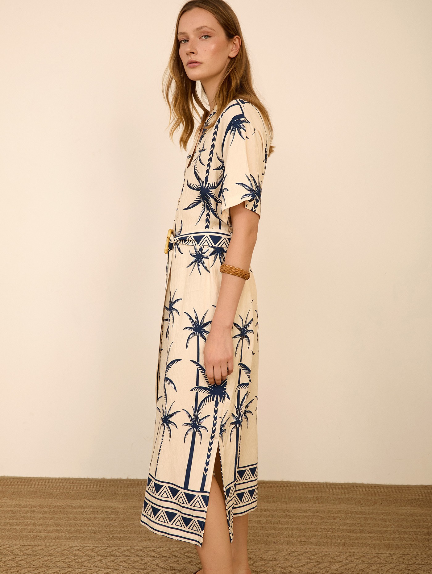 Vestido midi estampado palmeras 1