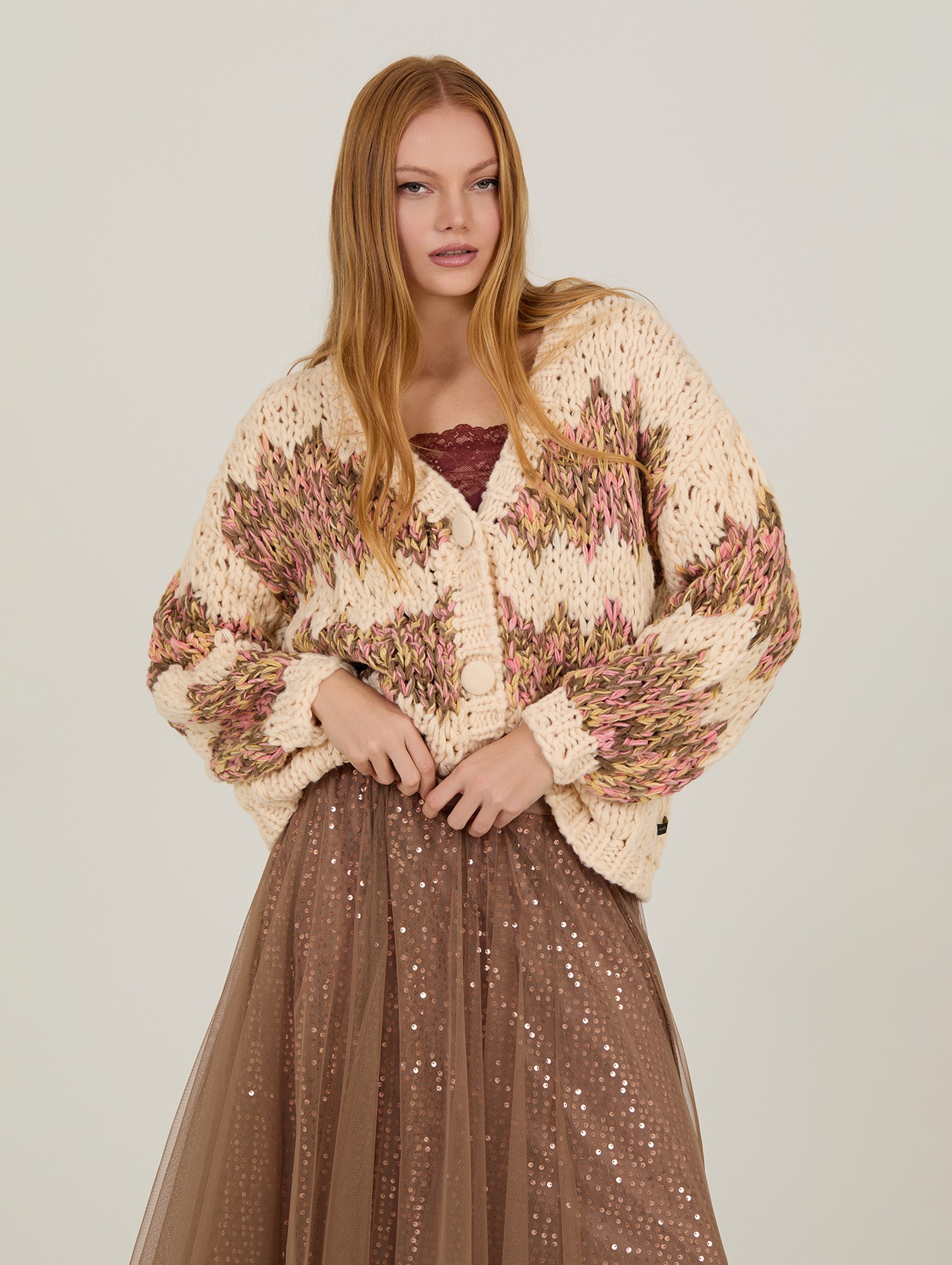 Thick knit cardigan