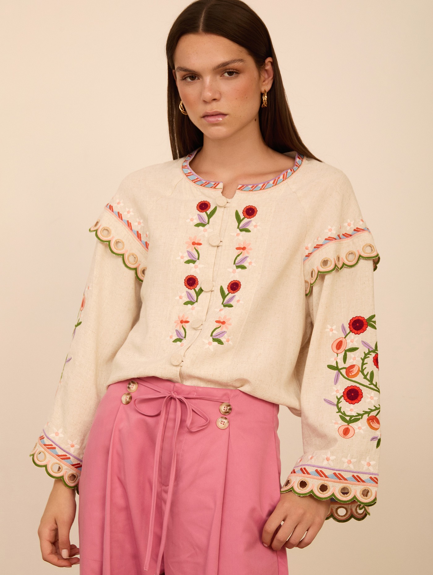 Camisa abierta bordada 1