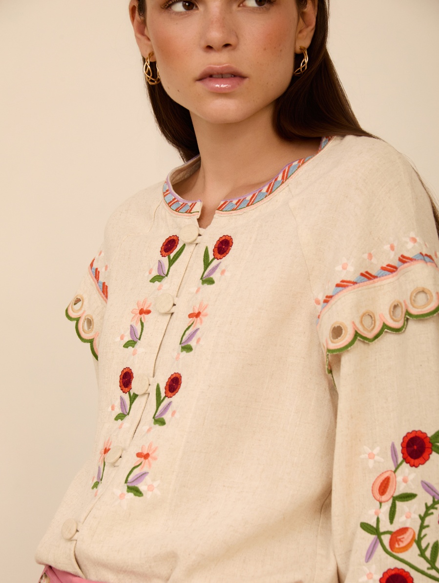 Camisa abierta bordada