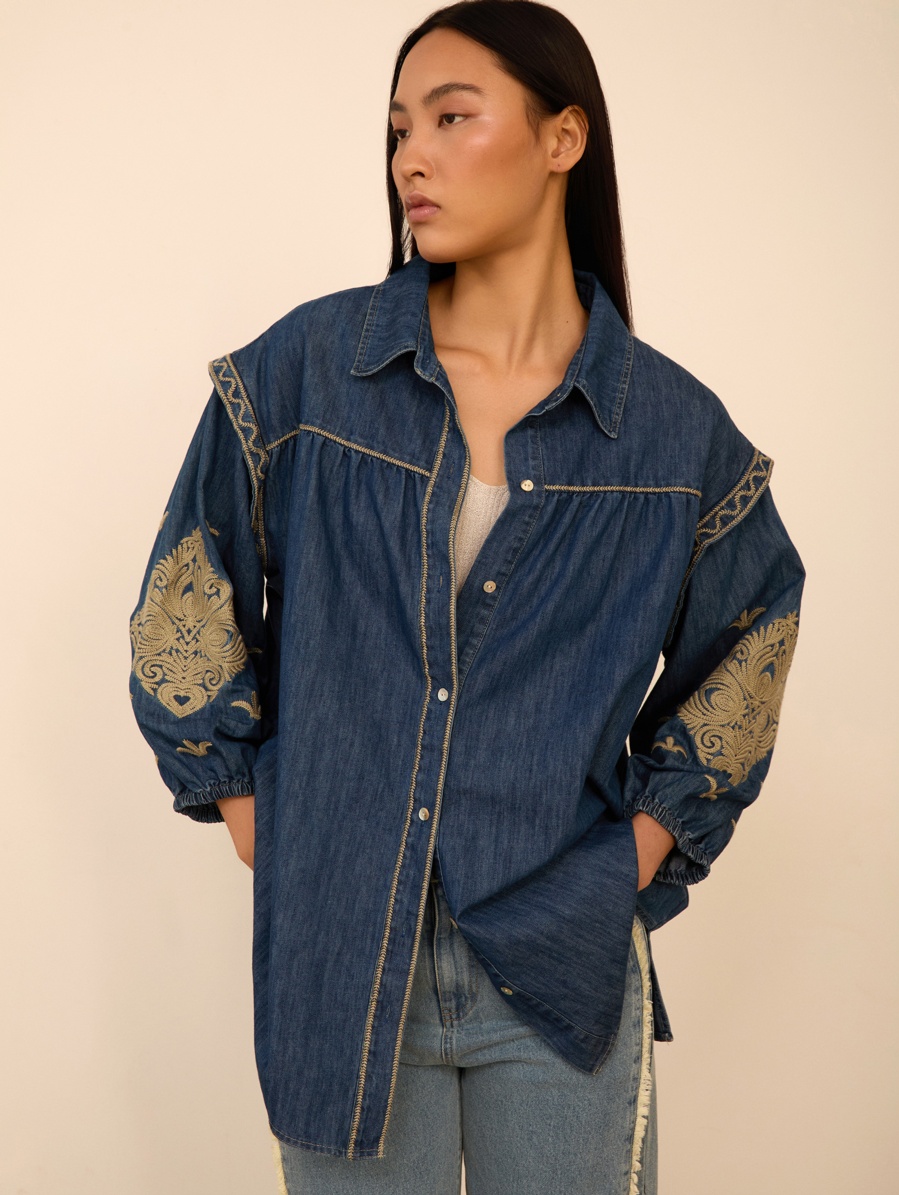 Sobrecamisa denim bordada