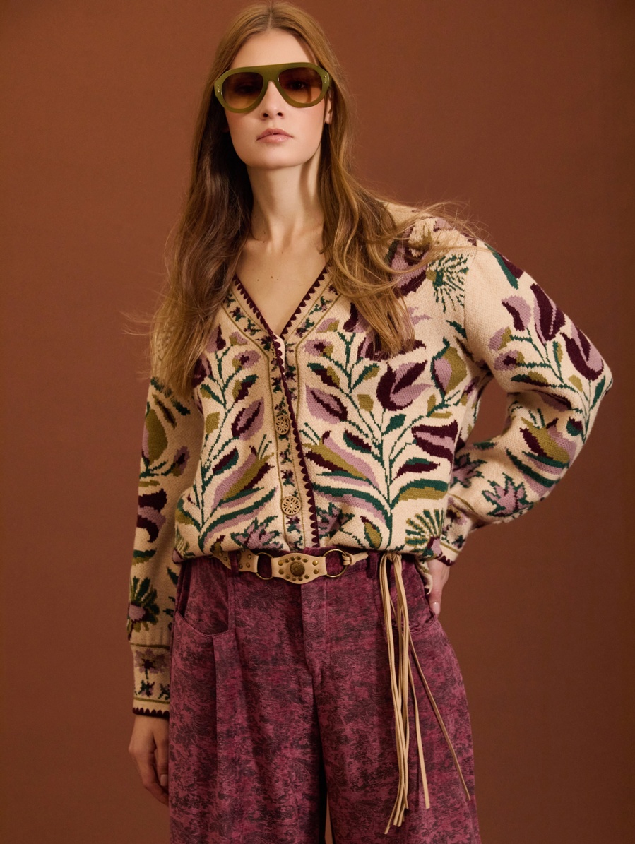 Cárdigan jacquard floral