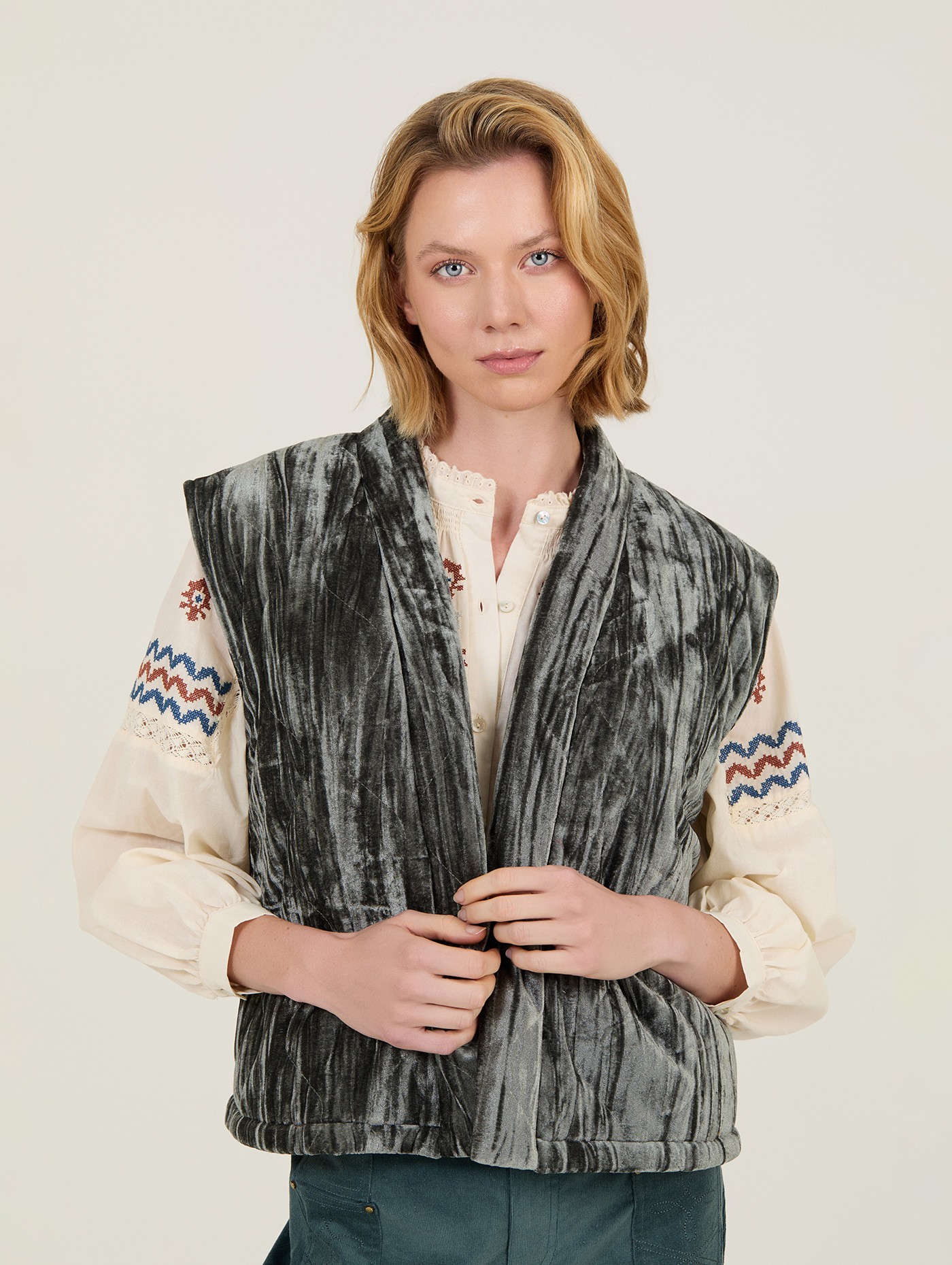 Quilted velvet waistcoat