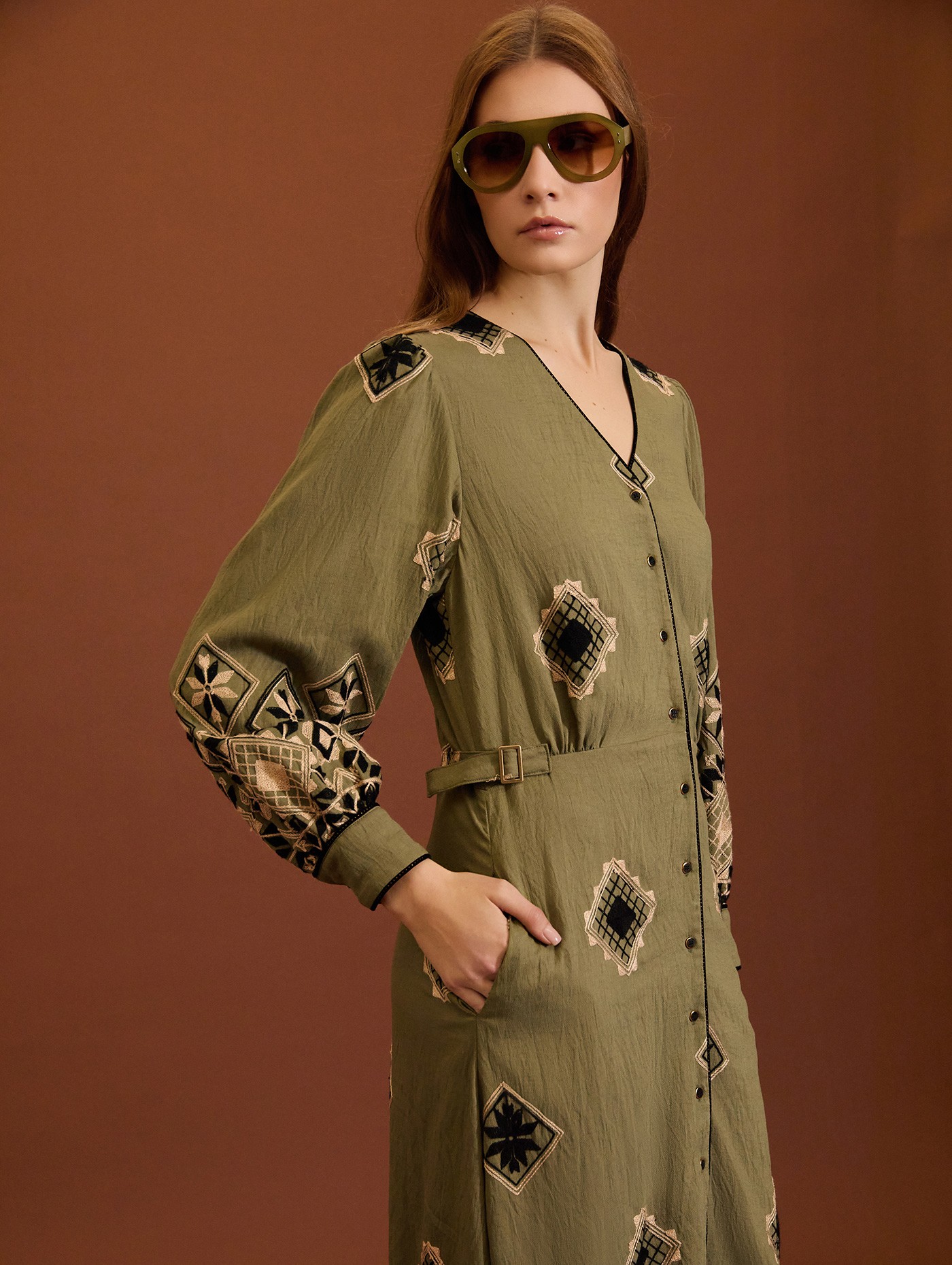 Embroidered ethnic shirt dress 6
