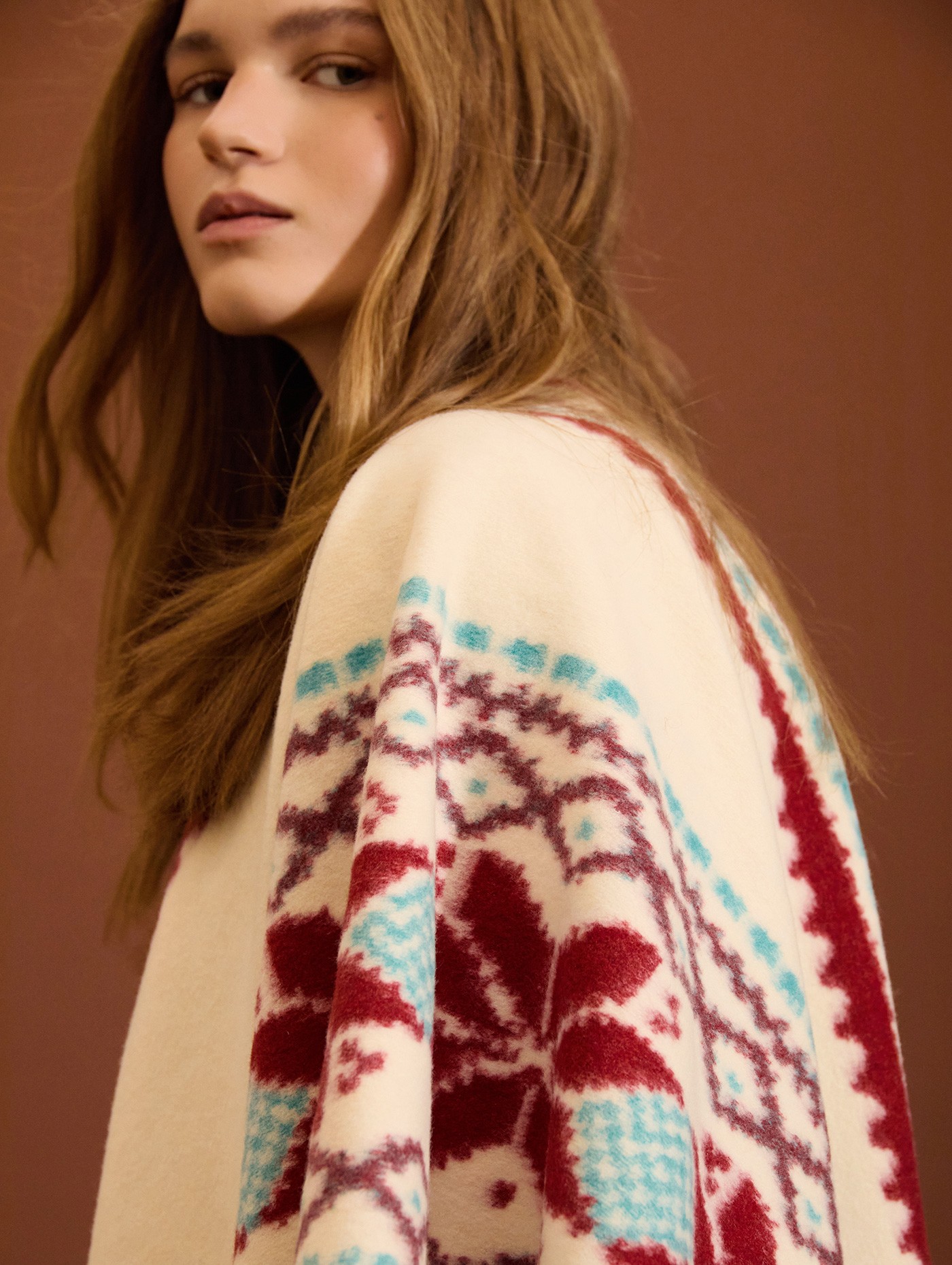 Fringed ethnic poncho