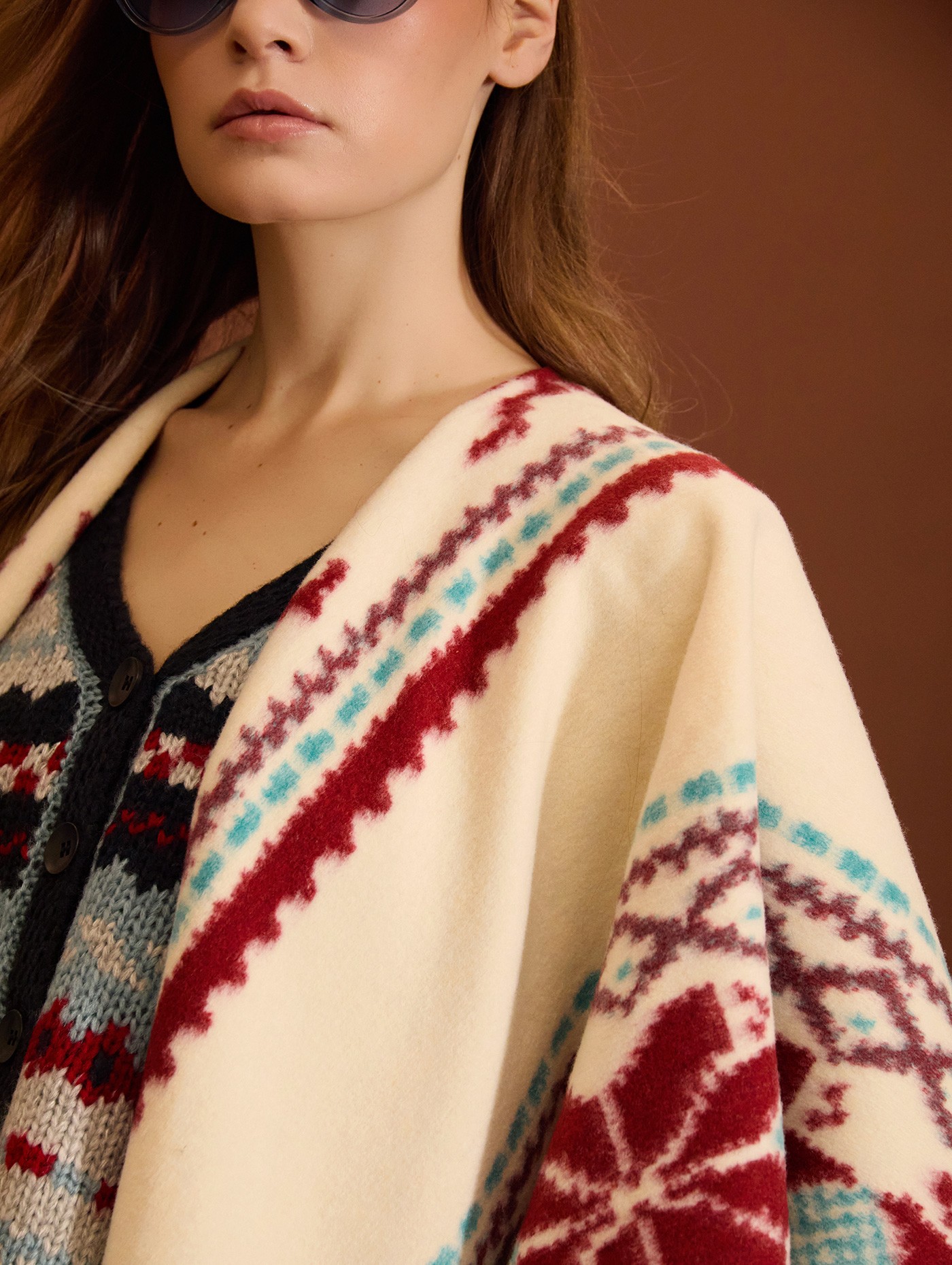 Fringed ethnic poncho