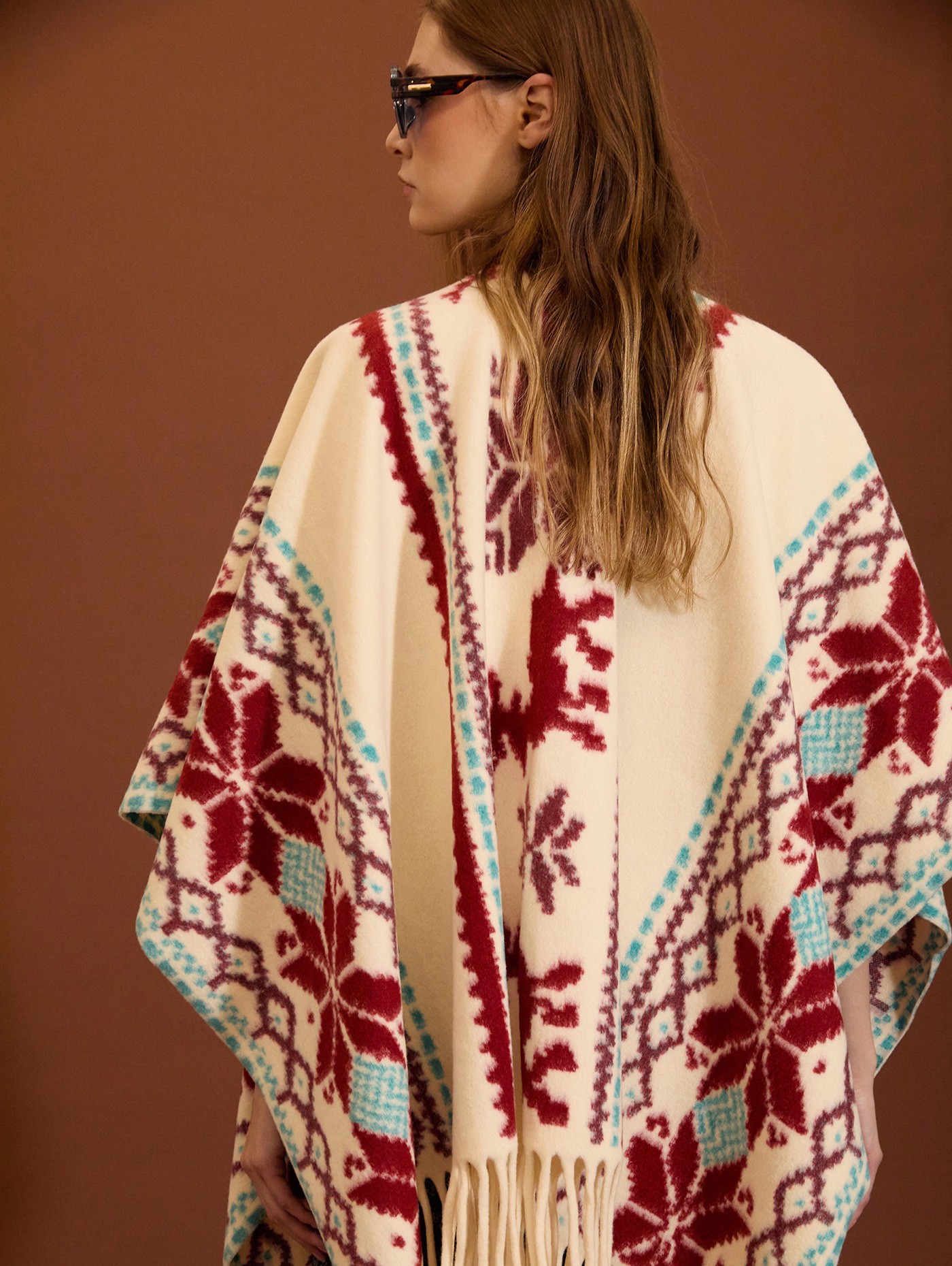 Fringed ethnic poncho
