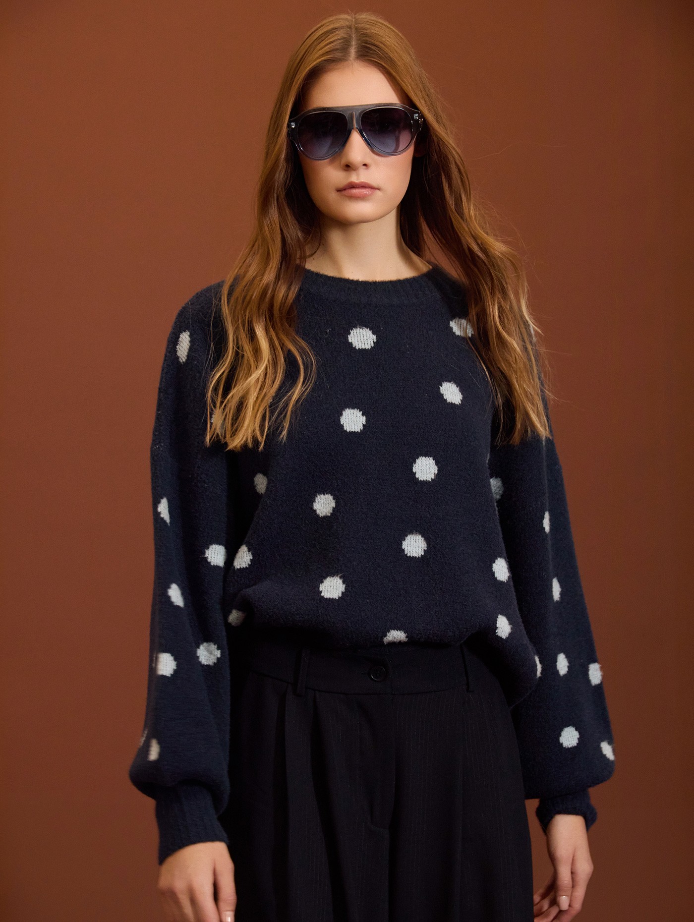 Jersey jacquard de lunares