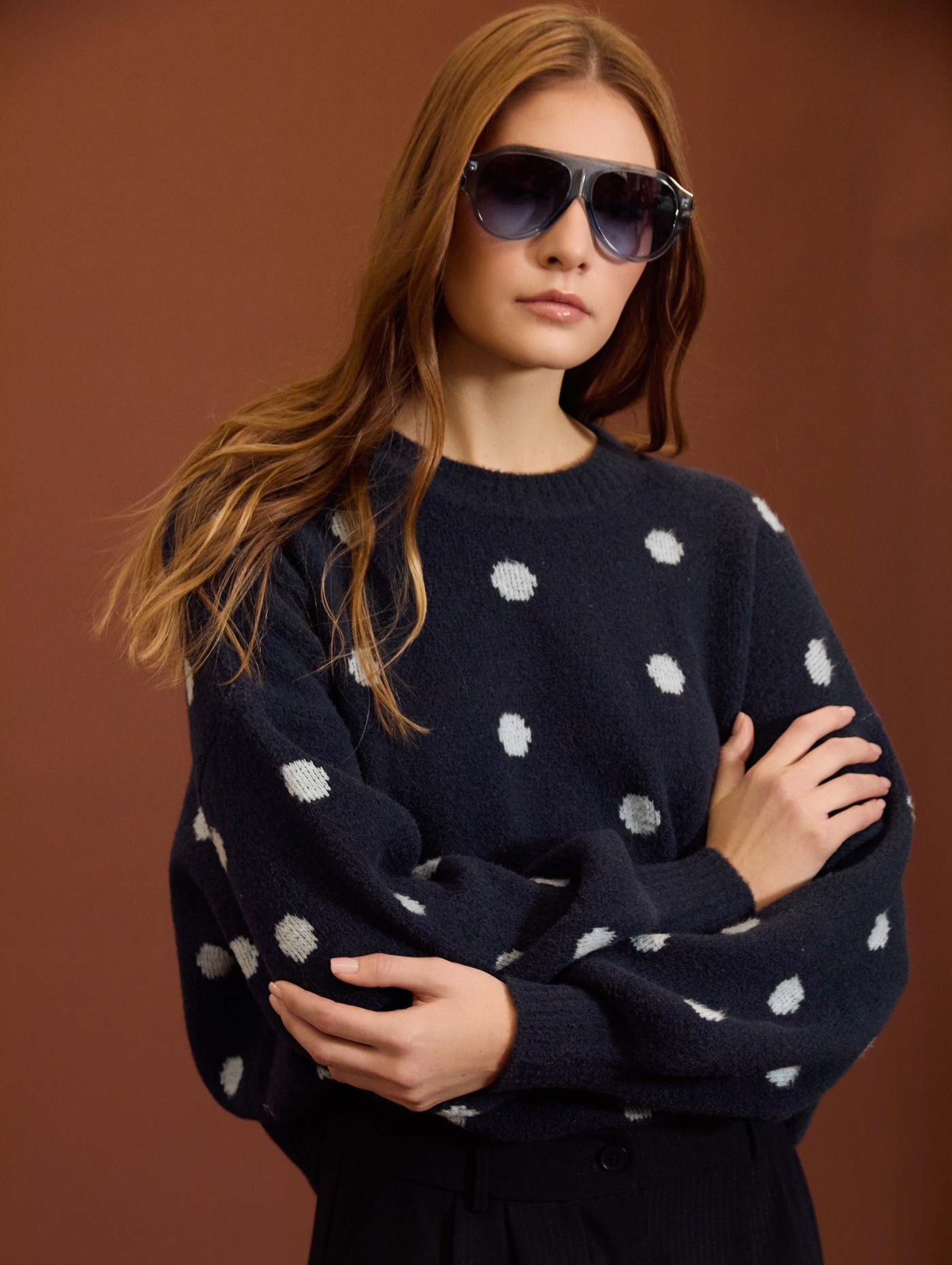 Jersey jacquard de lunares