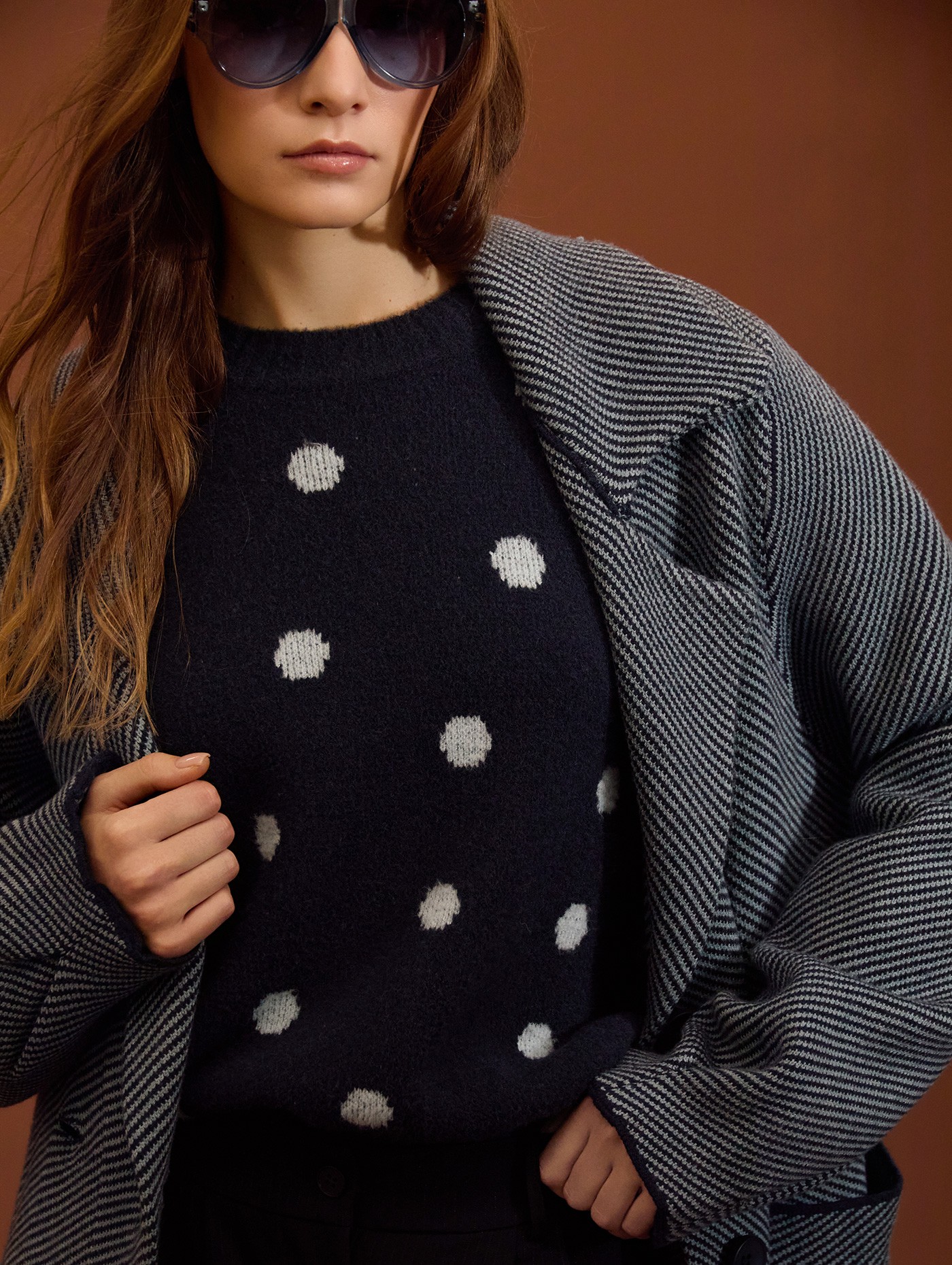 Jersey jacquard de lunares