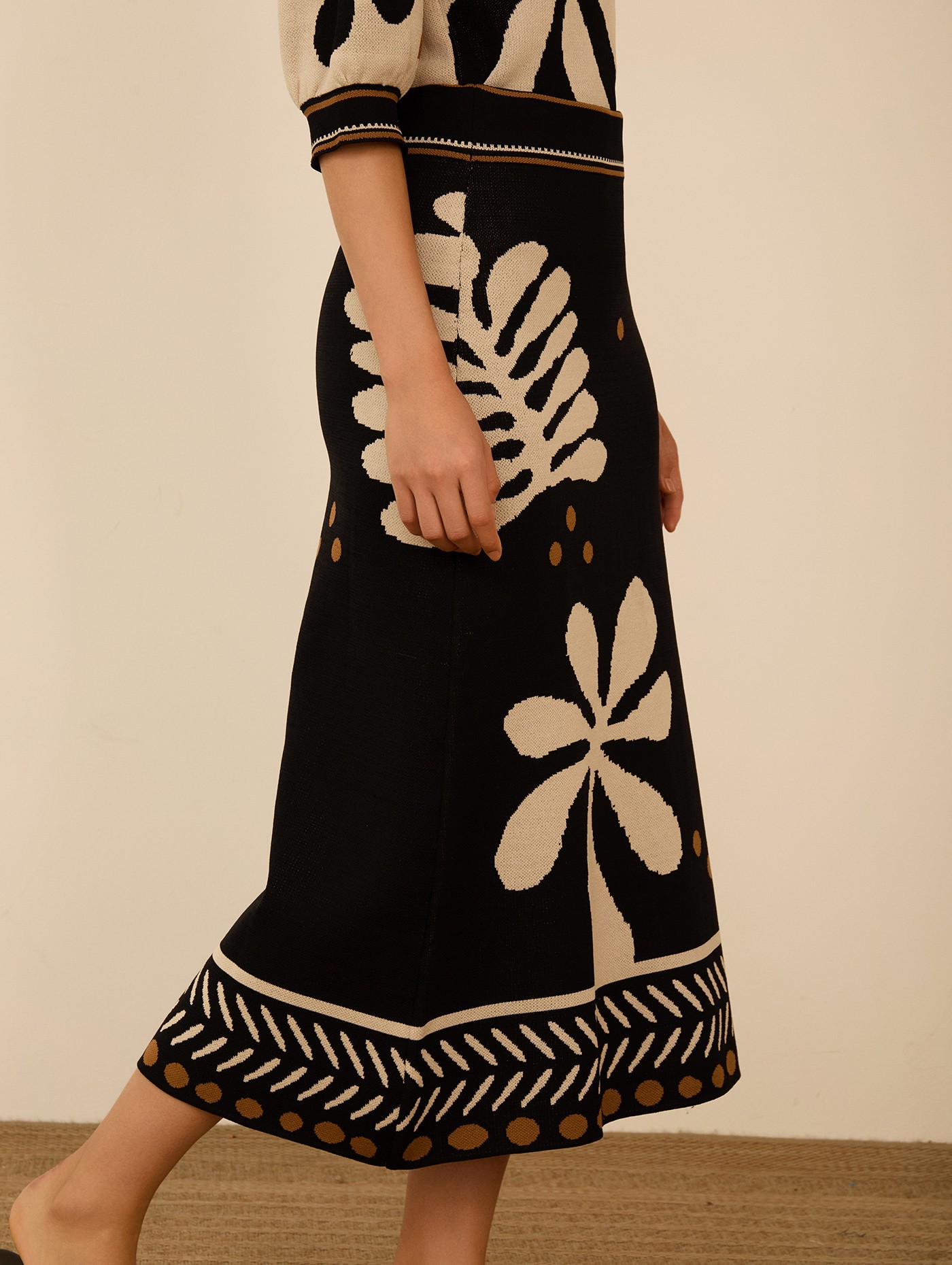 Falda de punto estampada