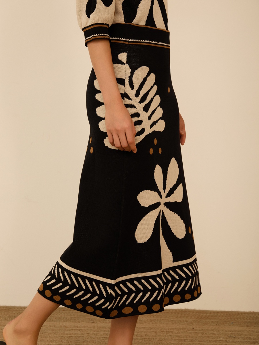 Falda de punto estampada